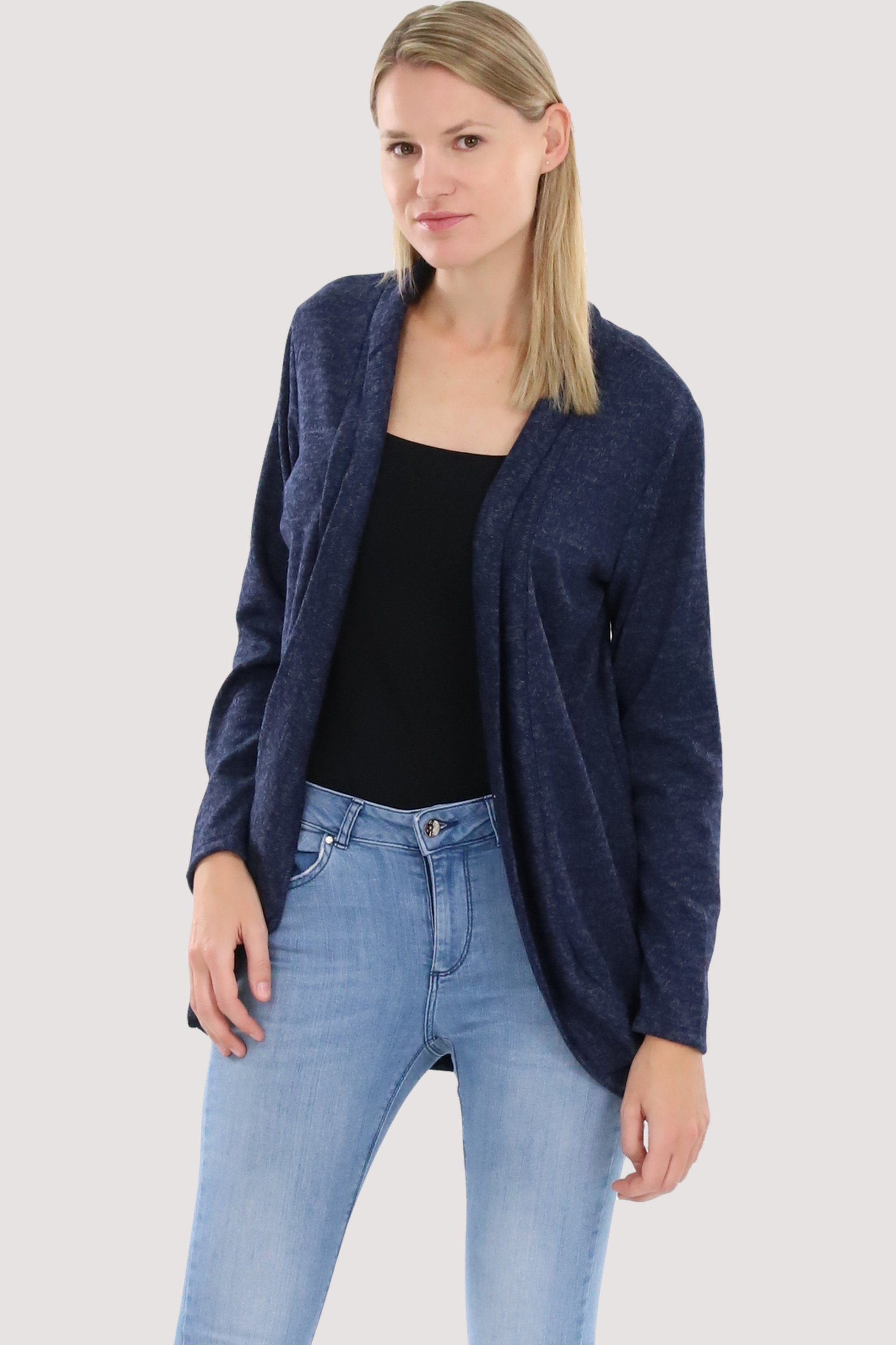 malito more than fashion Cardigan 5021 Strickjacke in Melange Optik Einheitsgröße dunkelblau