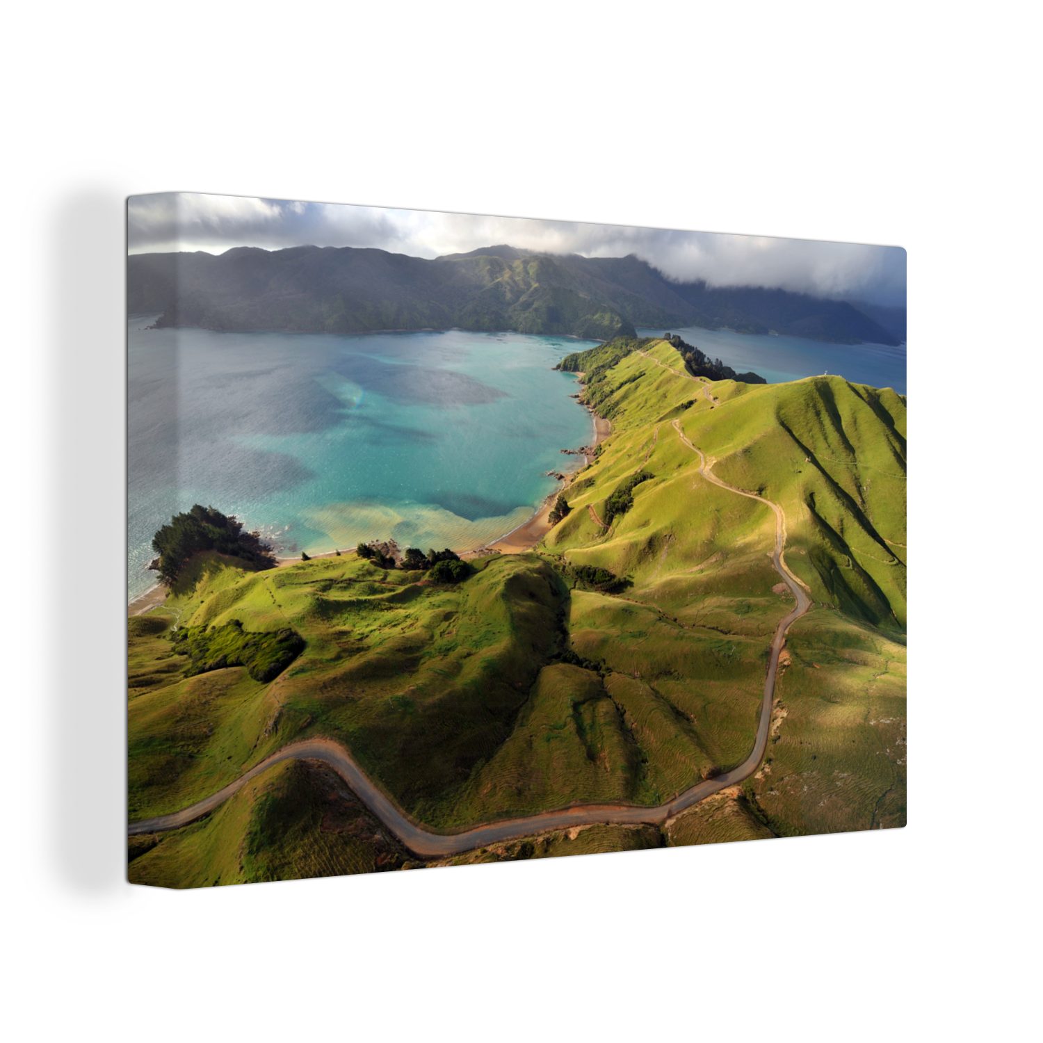 OneMillionCanvasses® Leinwandbild Luftaufnahme Marlborough Sounds, (1 St), Wandbild Leinwandbilder, Aufhängefertig, Wanddeko, 30x20 cm