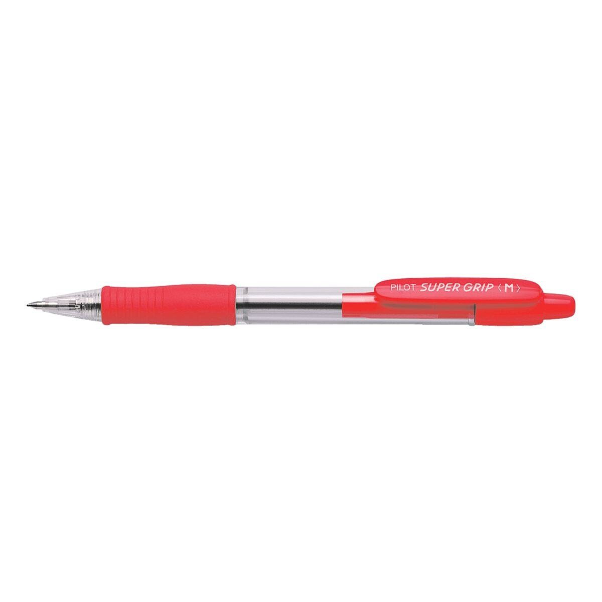PILOT Kugelschreiber Super M, 0,4 mit mm, Druckmechanik Strichstärke Grip rot