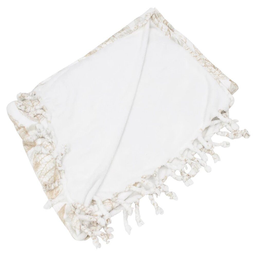 Wohndecke Kuscheldecke Blätter Weich Fransen 140 x 200 Weiß Decke Wohnzimmer, Home-trends24.de, Extra weich – Bild 4 von 4