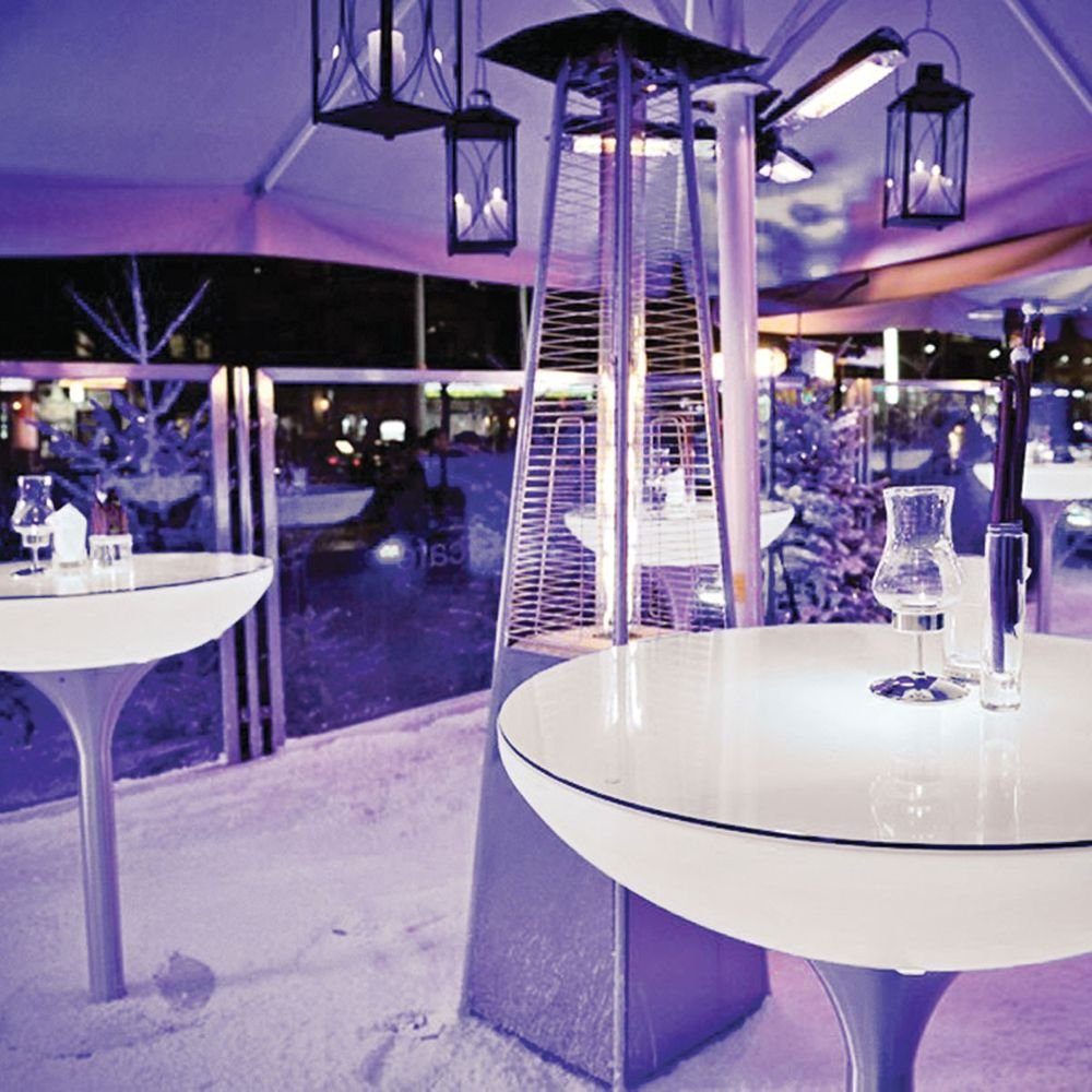Moree Dekolicht Lounge Table Outdoor 105cm Alu-Gebürstet, Weiß, Transluzent