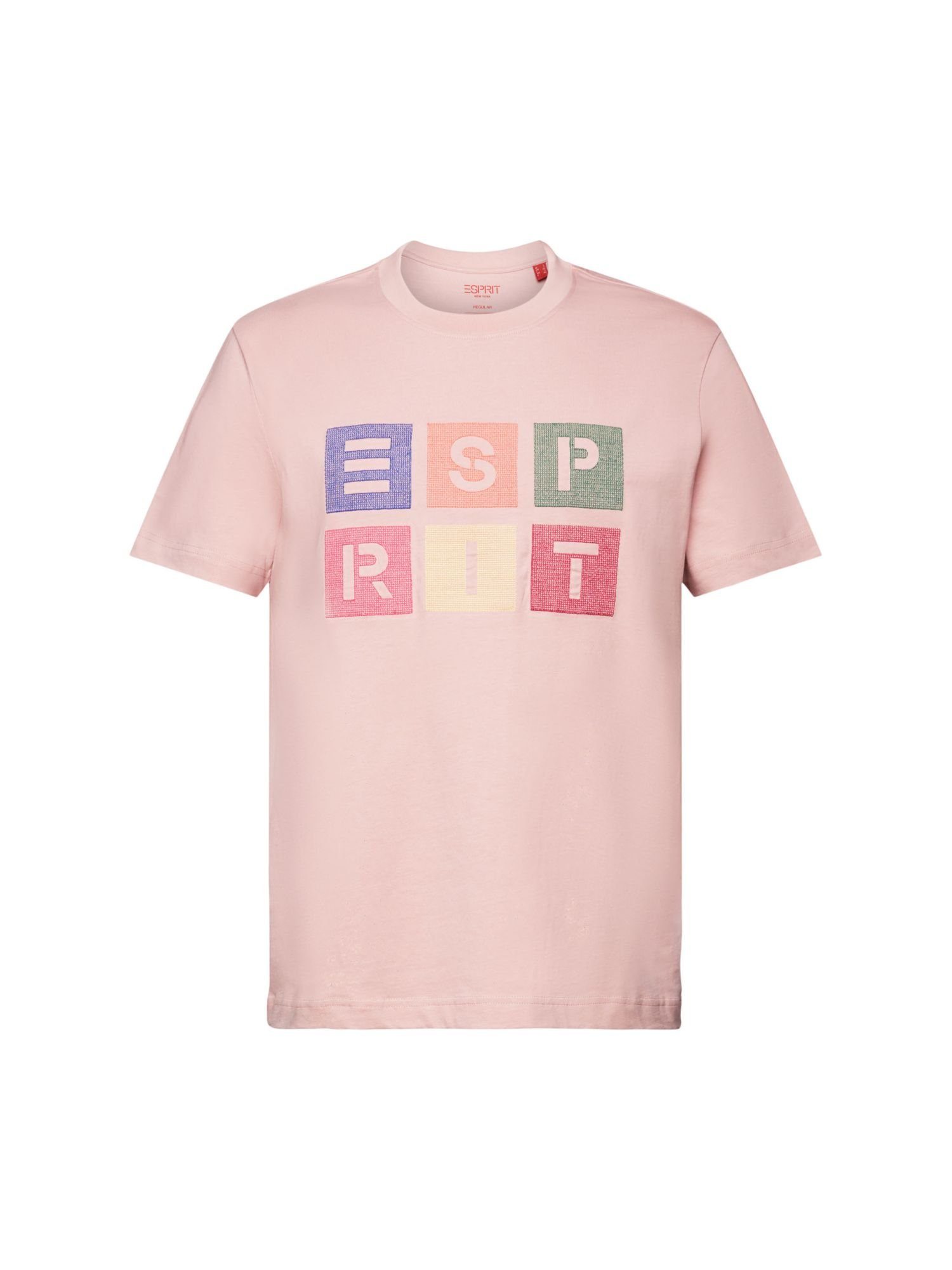 Esprit T-Shirt Baumwoll-T-Shirt mit Logoprint (1-tlg) OLD PINK