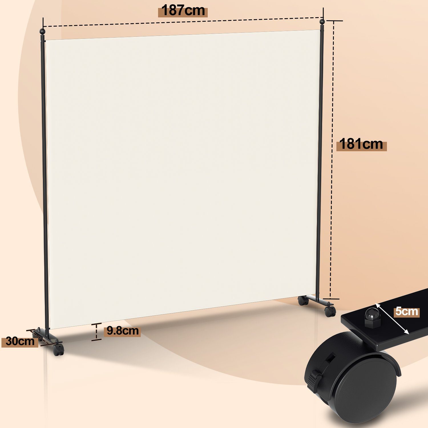 Clanmacy Paravent Raumteiler auf Rollen Sichtschutz Spanische Wand Trennwan günstig online kaufen