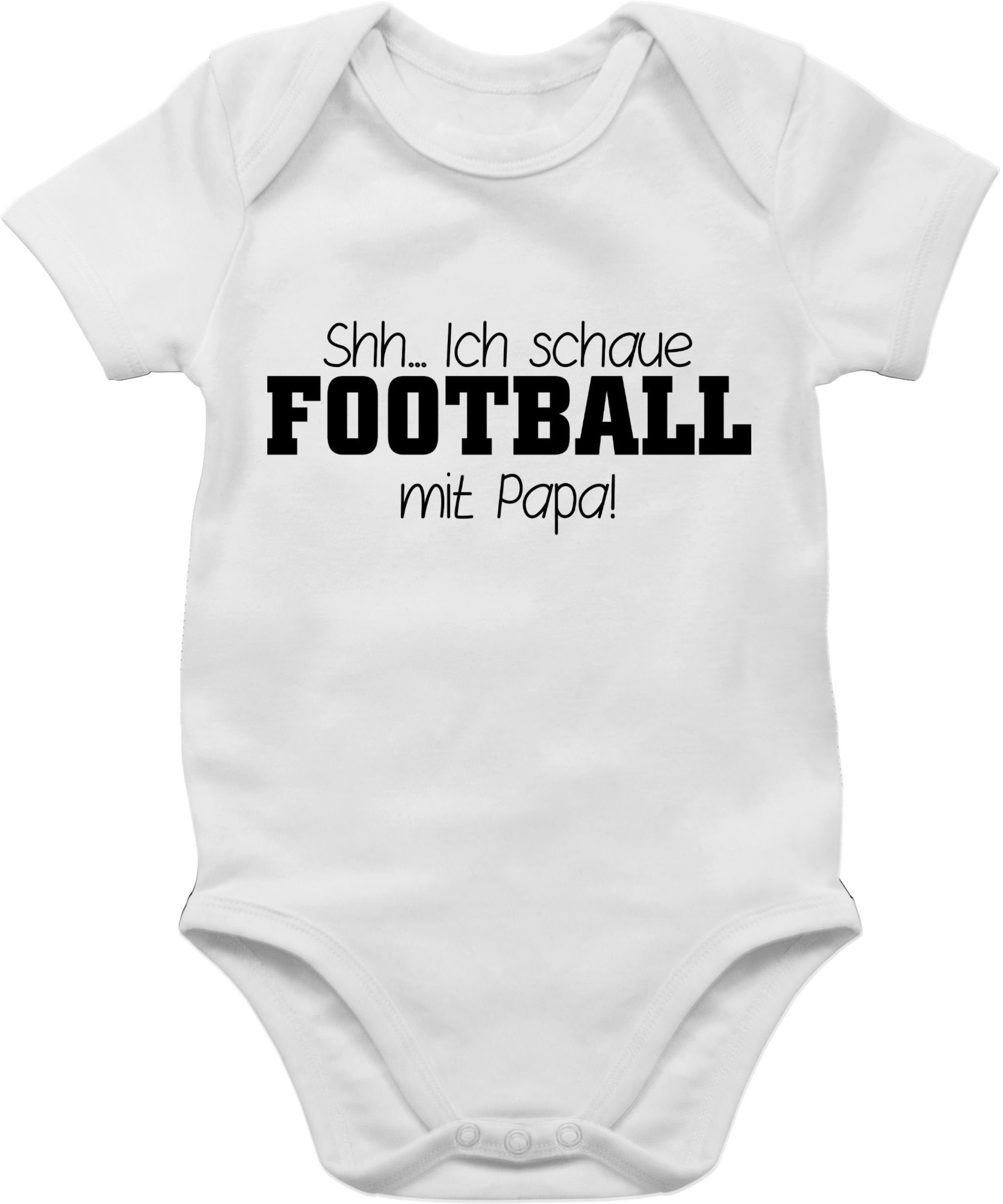 Shirtracer Shirtbody Shh...Ich schaue Football mit Papa! - schwarz Sport & Bewegung Baby 1 Weiß