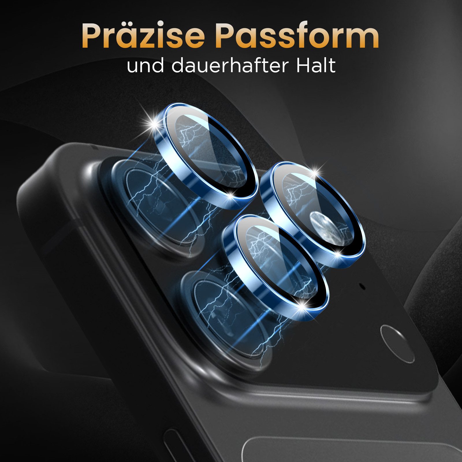 Tec-Expert Kameraschutzglas 9H Kameraglas Set in Titan-Blau für Apple iPhone 17 Pro Max für Apple iPhone 17 Pro Max, Linsenschutzglas Set, 1 Stück, Kameraschutz, Schutzglas, Linsenschutz, kratz- & stoßfest