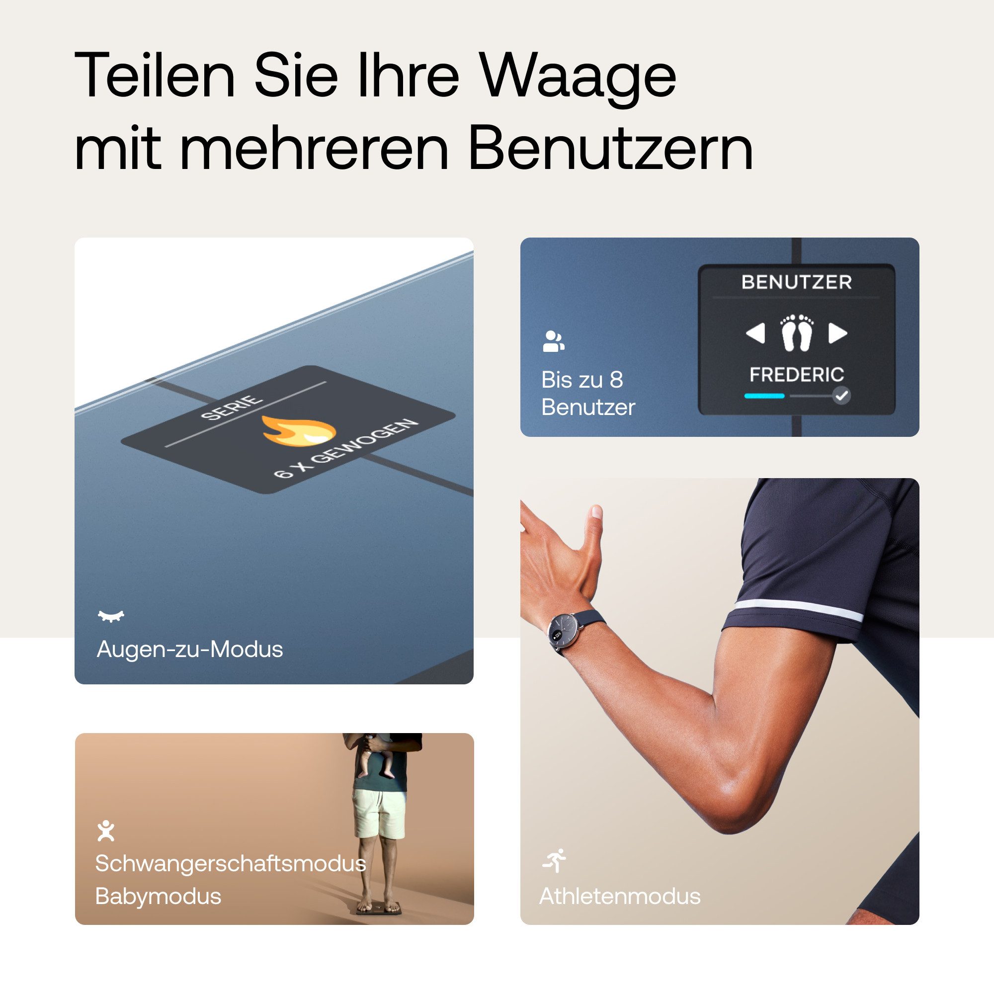 Withings Körper-Analyse-Waage Body Smart, einschließlich Körperfett-/Muskelmasse, automatische Erkennung und Verfolgung von bis zu 8 Benutzern