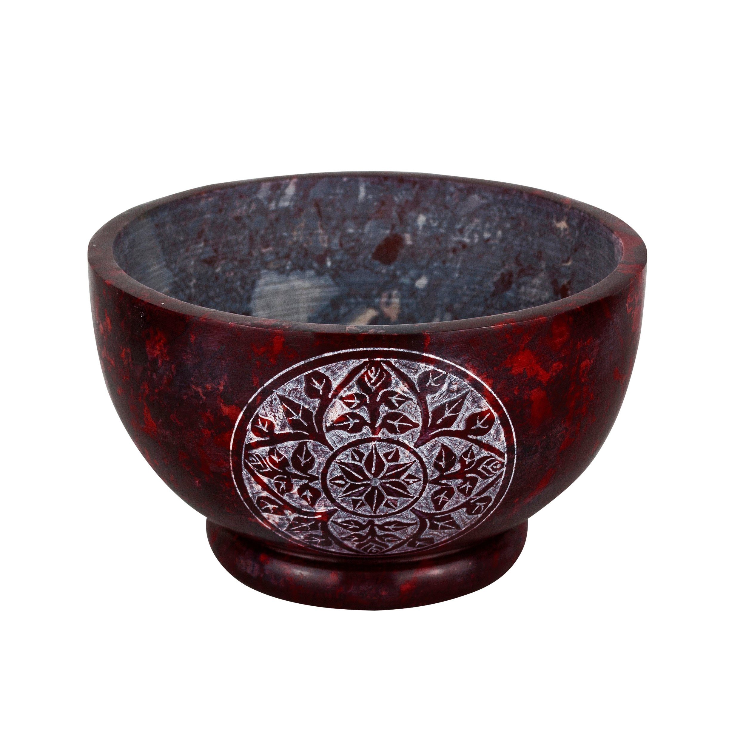 NKlaus Räucherschale Speckstein Räucherschale rot 12,5x8cm Blume des Lebens / Mandala Weihr