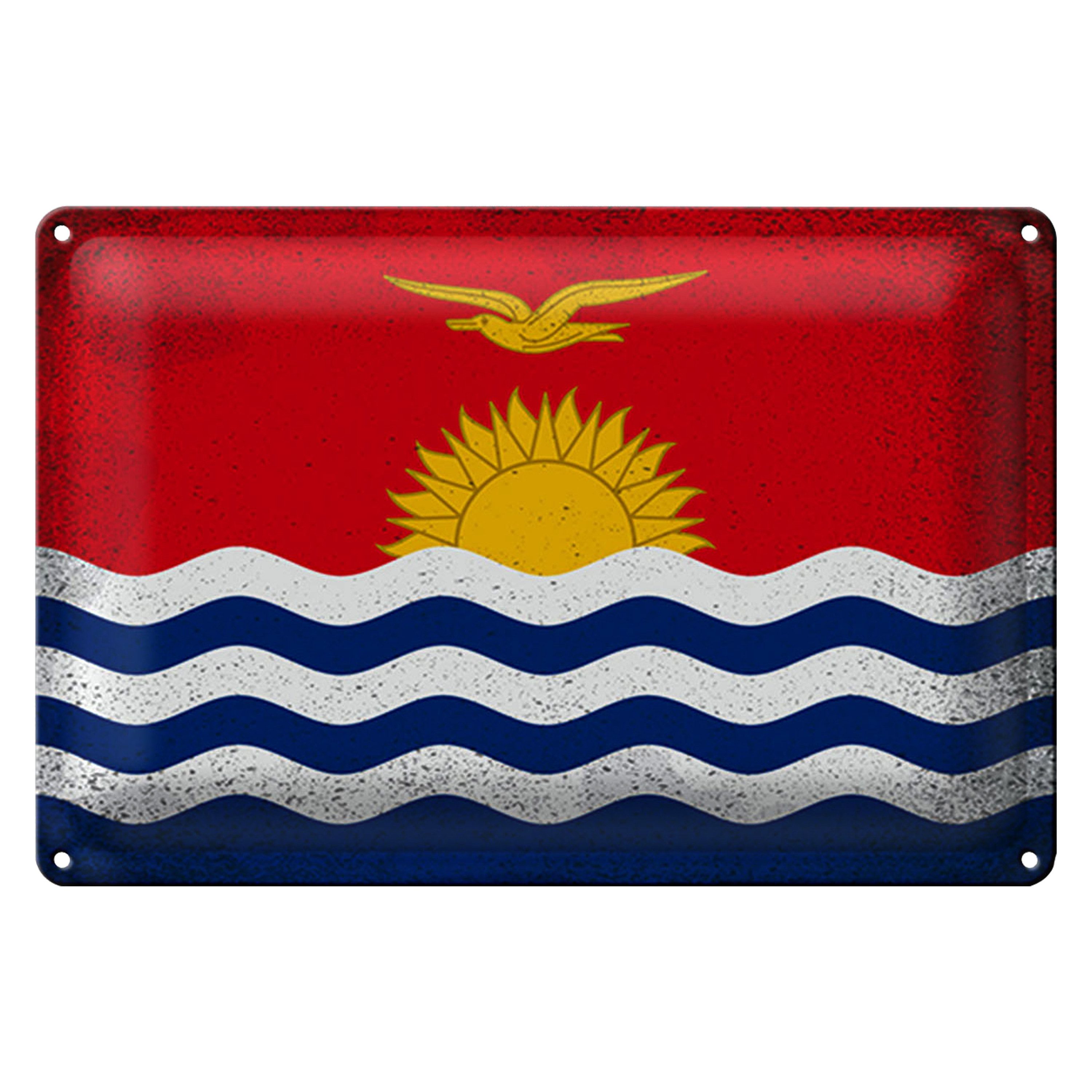 Metallschild Flagge Kiribati 18x12cm Flag Kiribati Vintage
