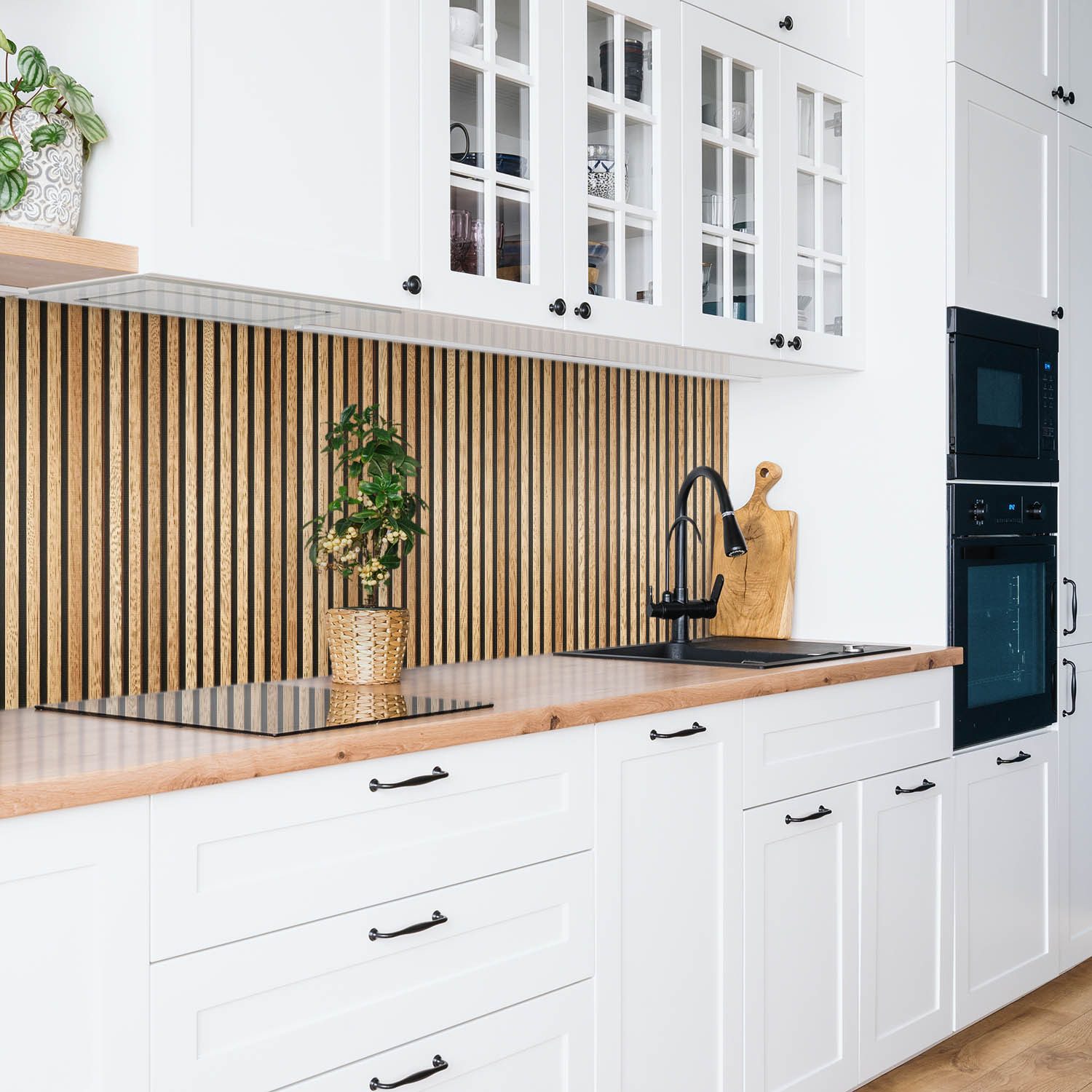 Tulup Wandpaneel Wandverkleidung Holzlamellenbretter 100x50cm Vinylfliesen Spritzschutz, (1-tlg)