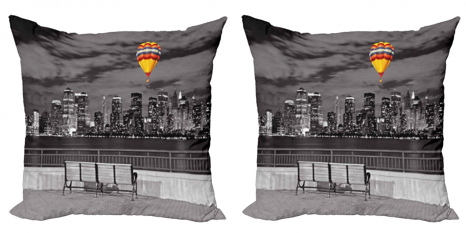 Kissenbezüge Modern Accent Doppelseitiger Digitaldruck, Abakuhaus (2 Stück), Schwarz und weiß NYC Skyline