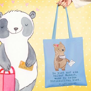 Mr. & Mrs. Panda Tragetasche Bürokauffrau Herz - Sky Blue - Geschenk, Beutel, Kauffrau für Büroman (1-tlg), Design-Highlight