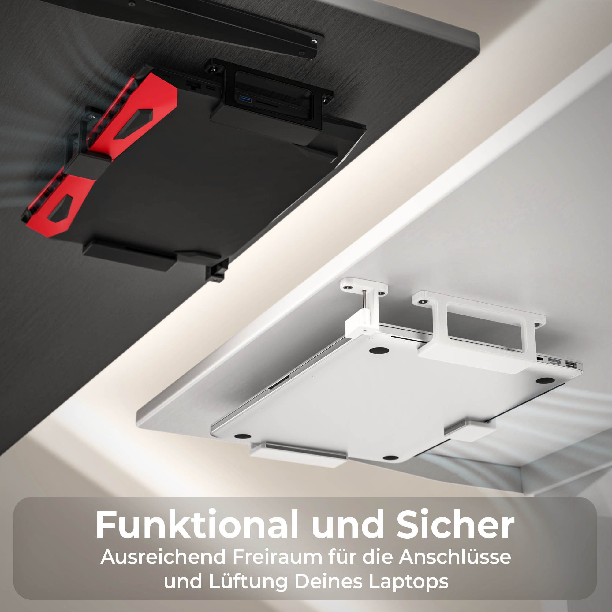 Mobilefox Halterung Laptop Untertisch Halterung Halter mit Fallschutz passend für Notebook – Bild 5 von 5