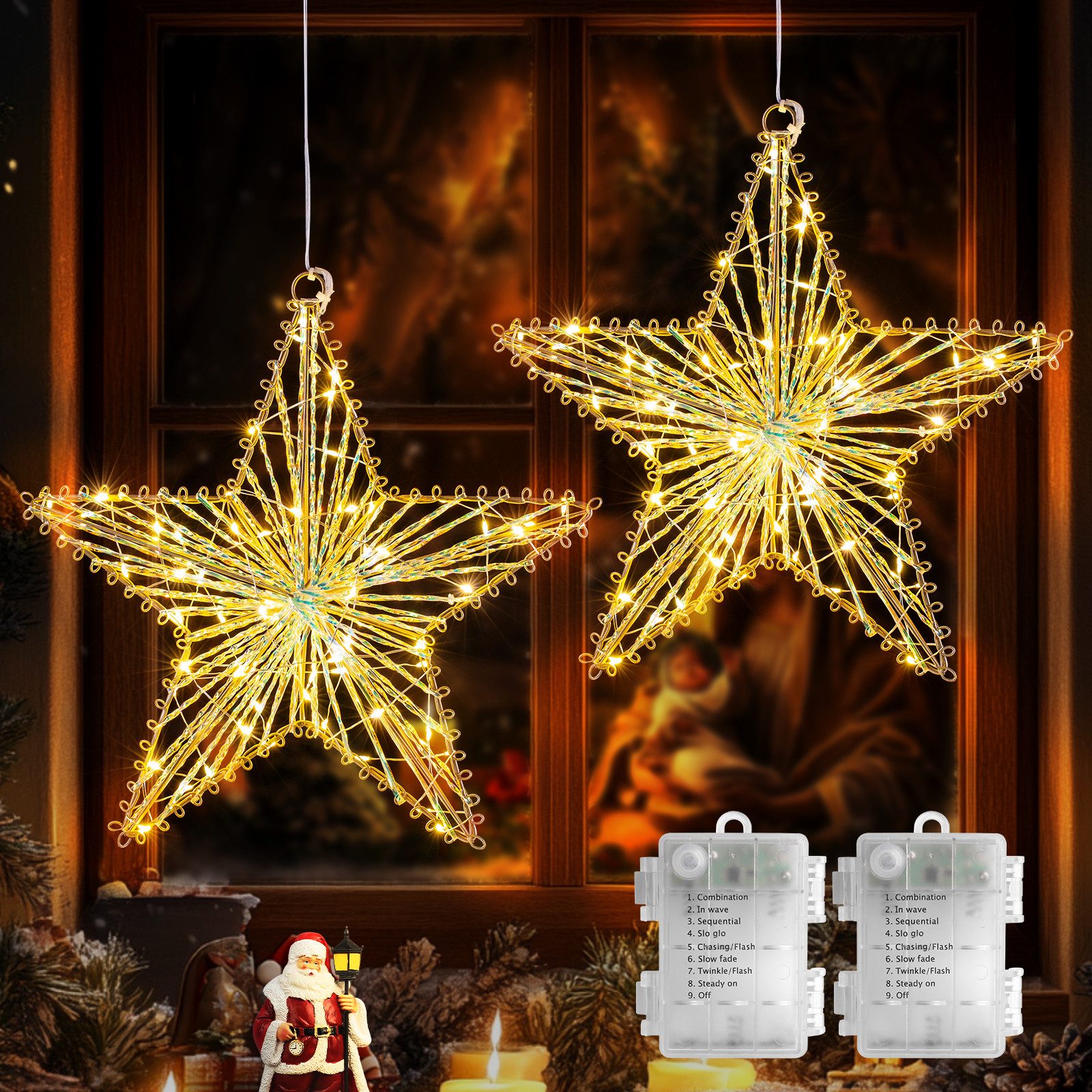 Elegear LED Dekolicht Faltbar weihnachtsstern, 50/60 LEDs weihnachtsdeko fe günstig online kaufen