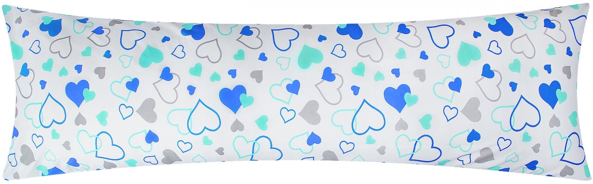 Heubergshop Seitenschläferkissenbezug, (1 Stück), 40x145cm Herzen blau grün günstig online kaufen
