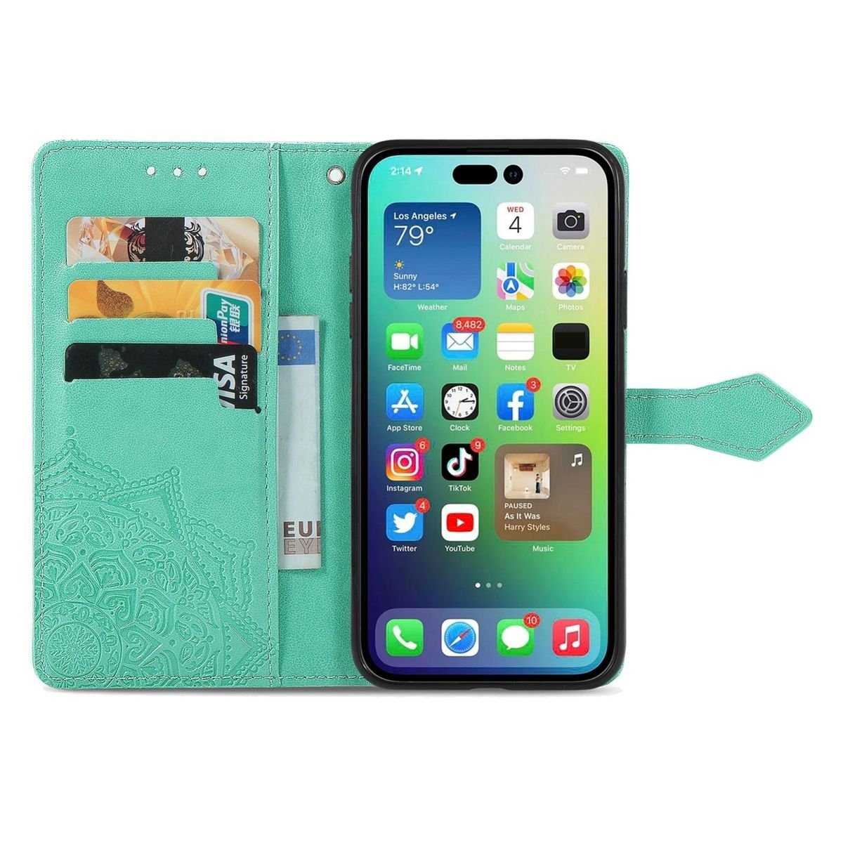 König Design Handyhülle Apple iPhone 15 Pro, Schutzhülle Schutztasche Case Cover Etuis Wallet Klapptasche Bookstyle