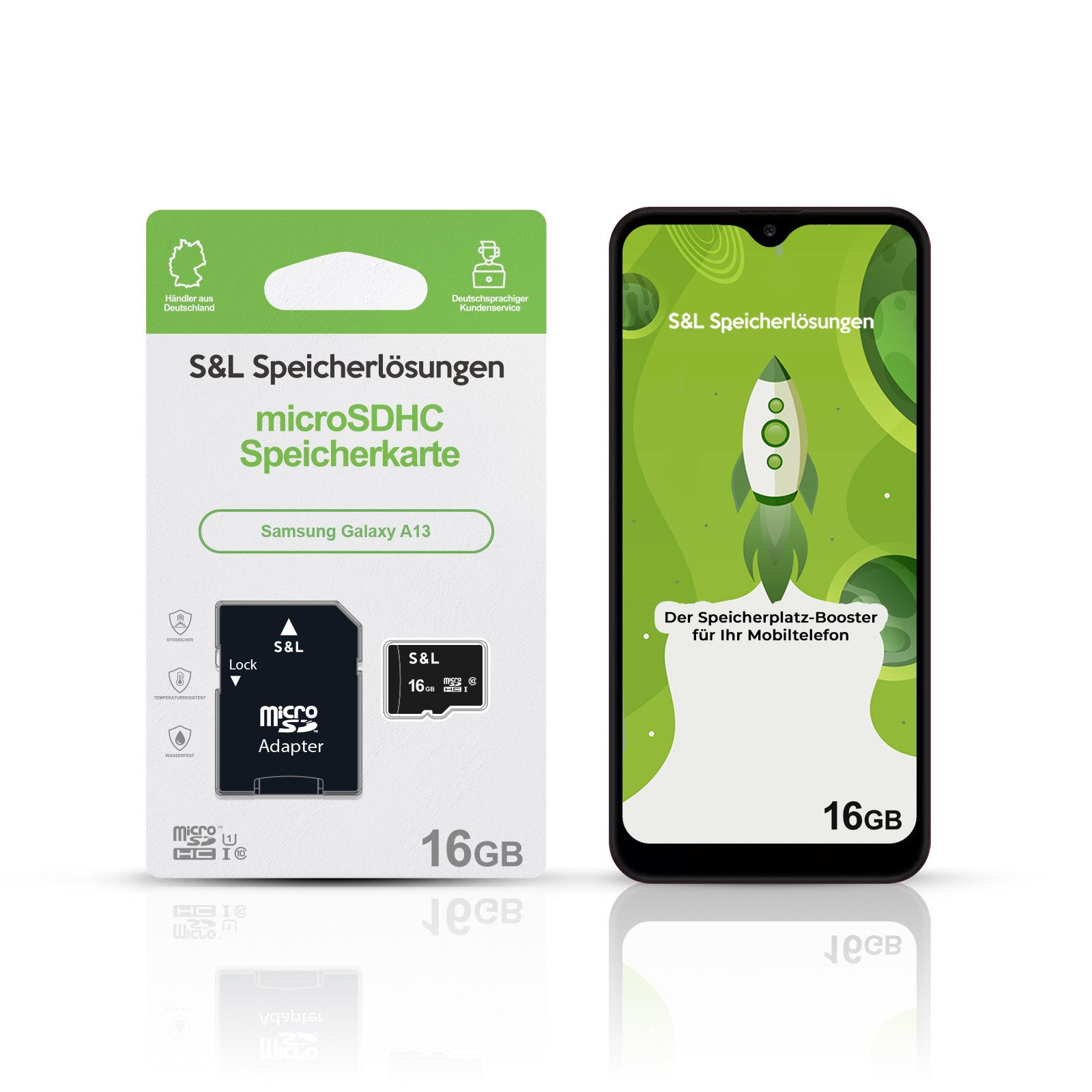 Tec-Expert microSD Karte S&L für Samsung Galaxy A13 Speicherkarte (16 GB, Class 10, microSDHC)