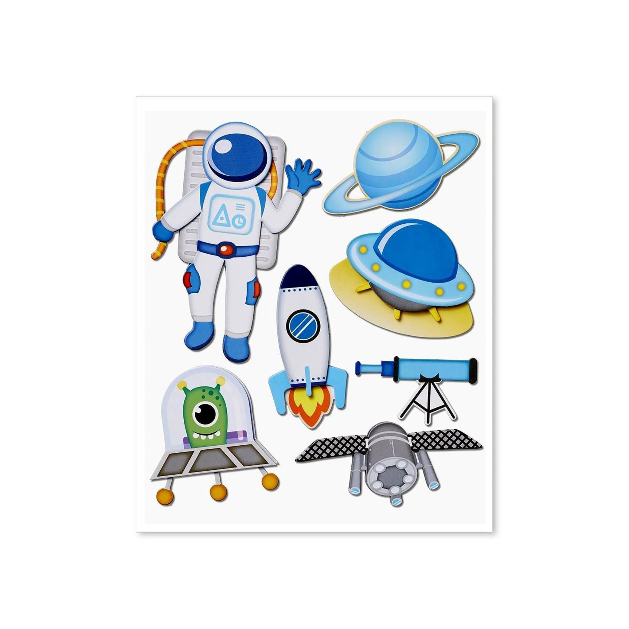 Roth Terminkalender Roth XXL 3D-Sticker Raumfahrt, 30x30 cm, 7 Teile