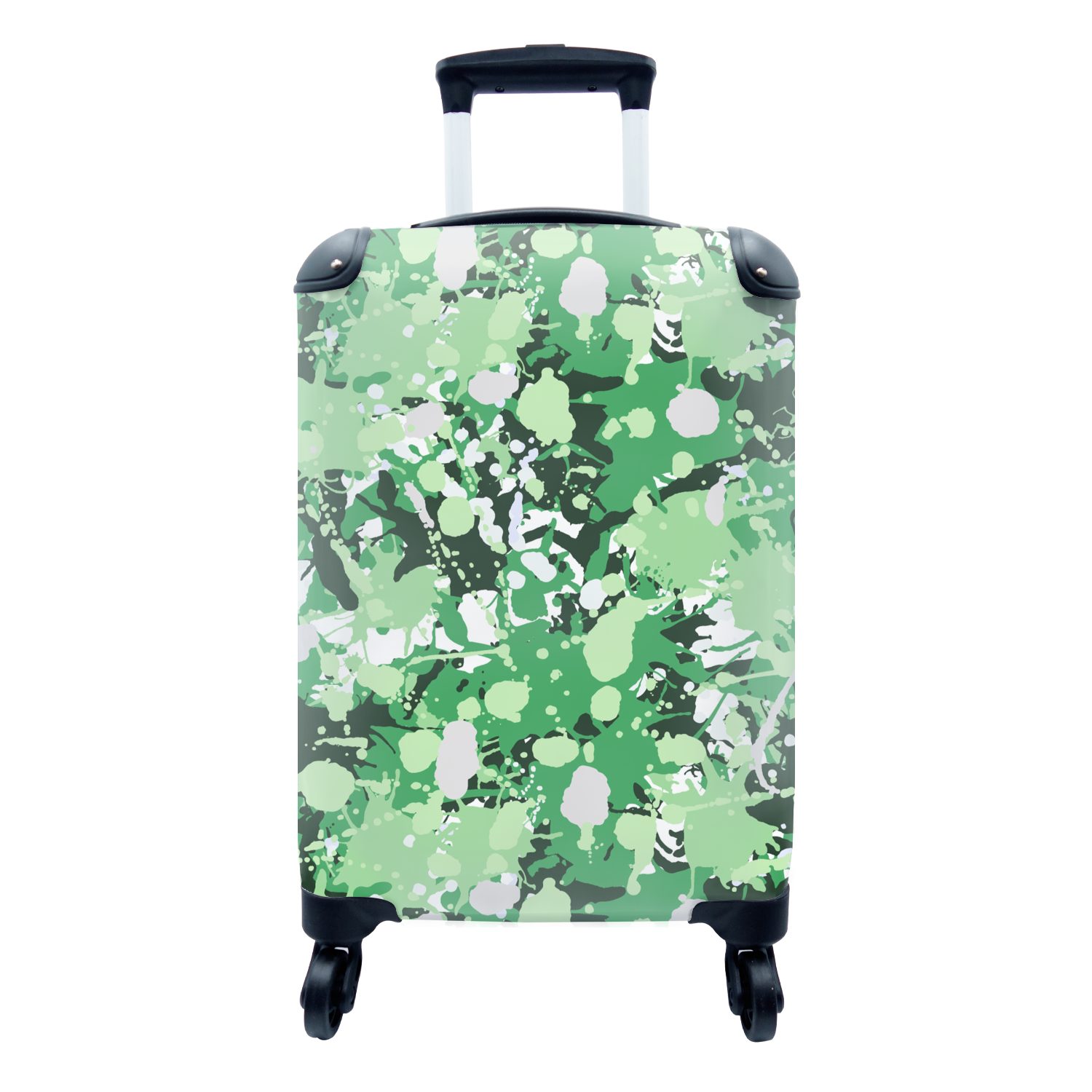 MuchoWow Handgepäckkoffer Muster - Grün 4 Reisekoffer - Trolley, Reisetasche rollen, Handgepäck mit Camouflage, Rollen, für Ferien