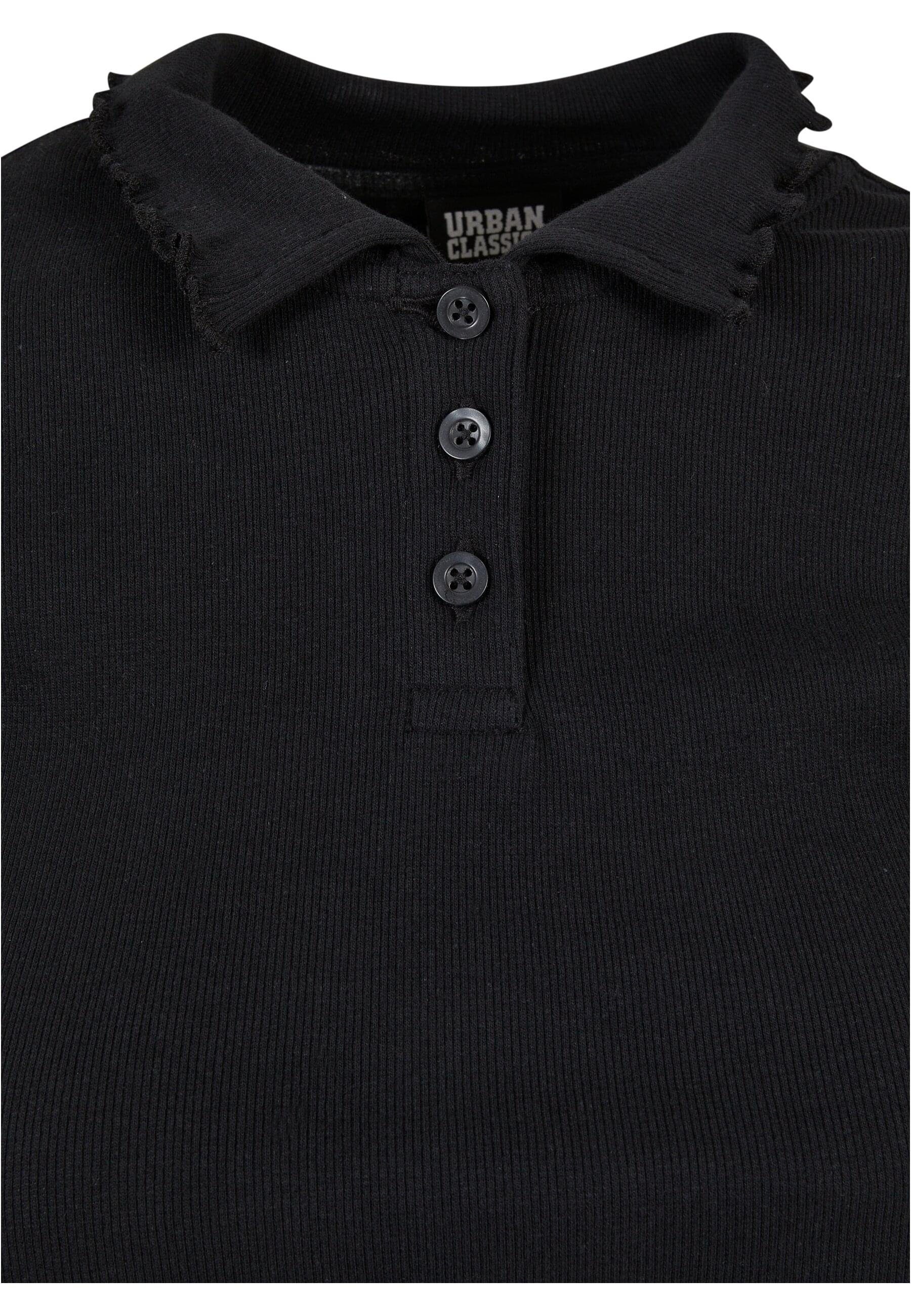 URBAN CLASSICS Strandshirt Damen Ladies black Tee (1-tlg) Polo Rib