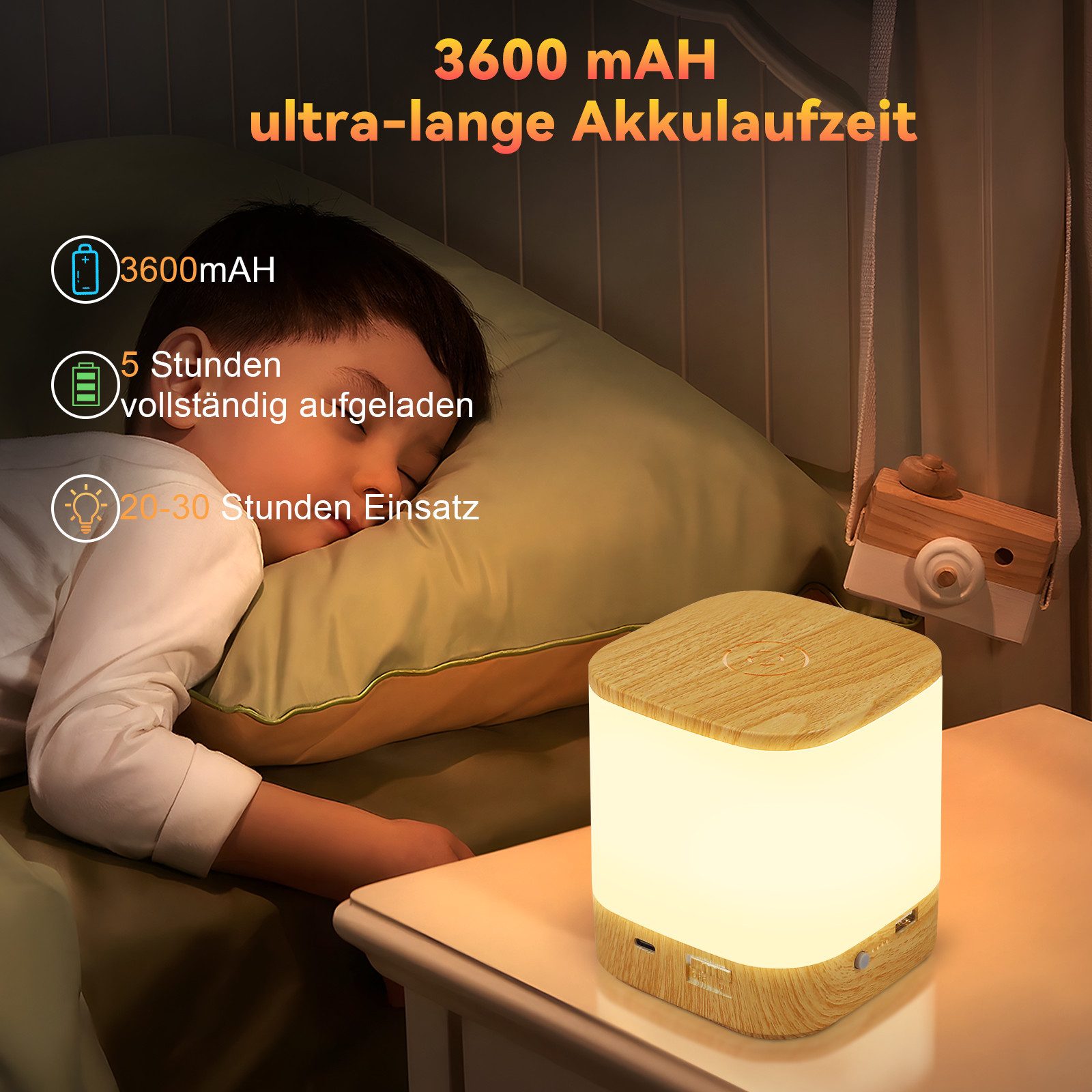 Nettlife LED Nachttischlampe 2ER Touch Dimmbar Akku 1800/3600mAH USB Auflad günstig online kaufen