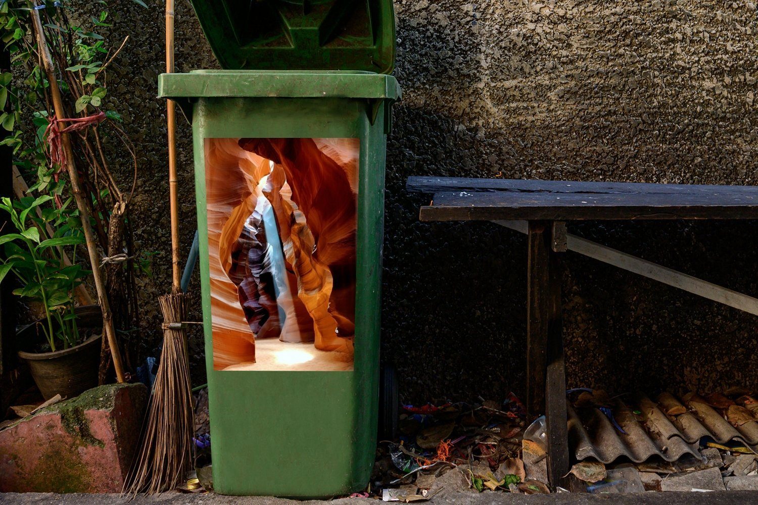 engen Mülleimer-aufkleber, St), durch Mülltonne, Container, Wandsticker Sticker, die des Schluchten Canyon Antelope MuchoWow Sonnenlicht Abfalbehälter (1