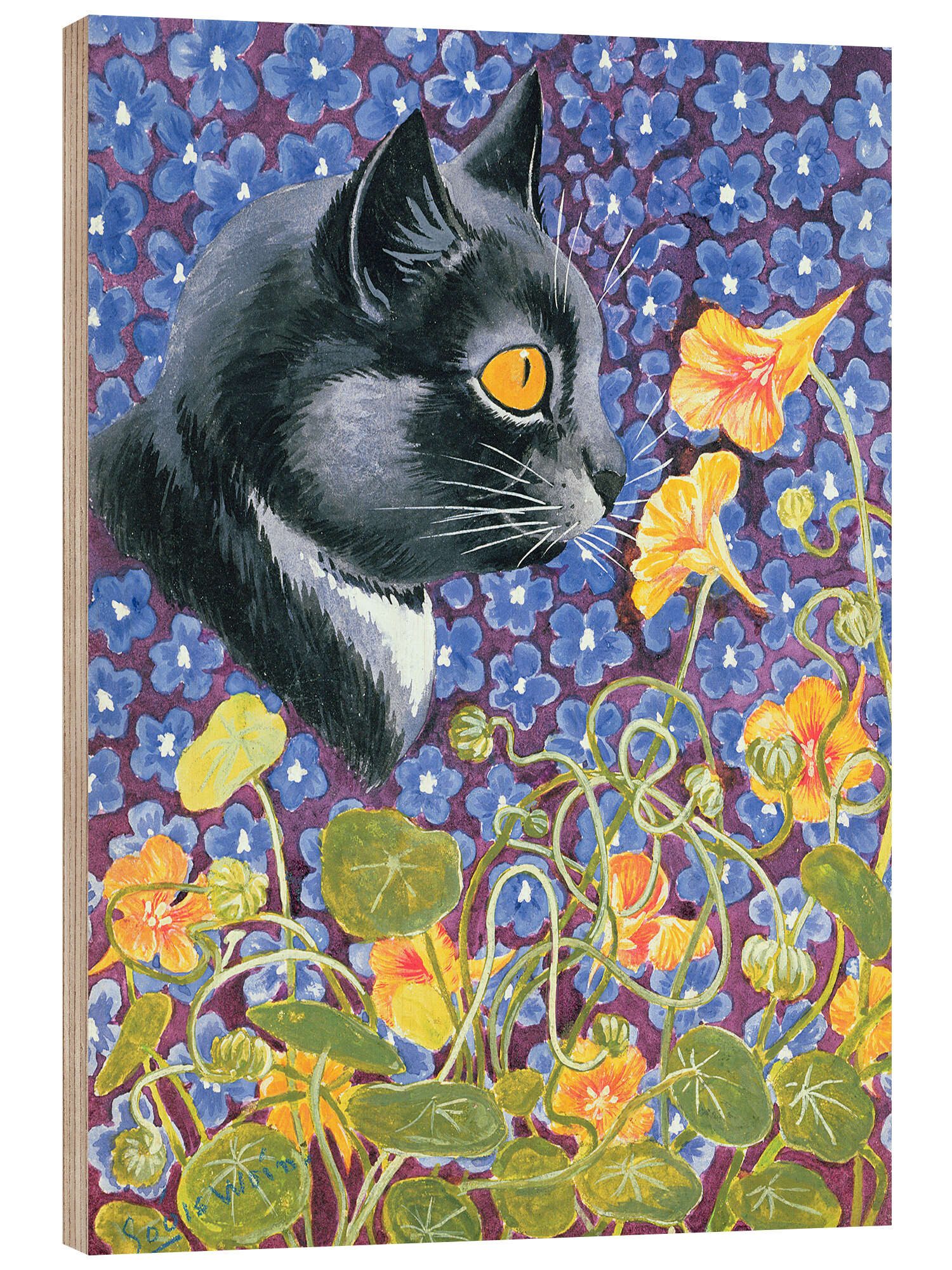 Posterlounge Wandbild Eine Katze im Blumenmeer, Louis Wain, erhältlich als Poster, Leinwandbild, Wandsticker oder Acrylglasbild
