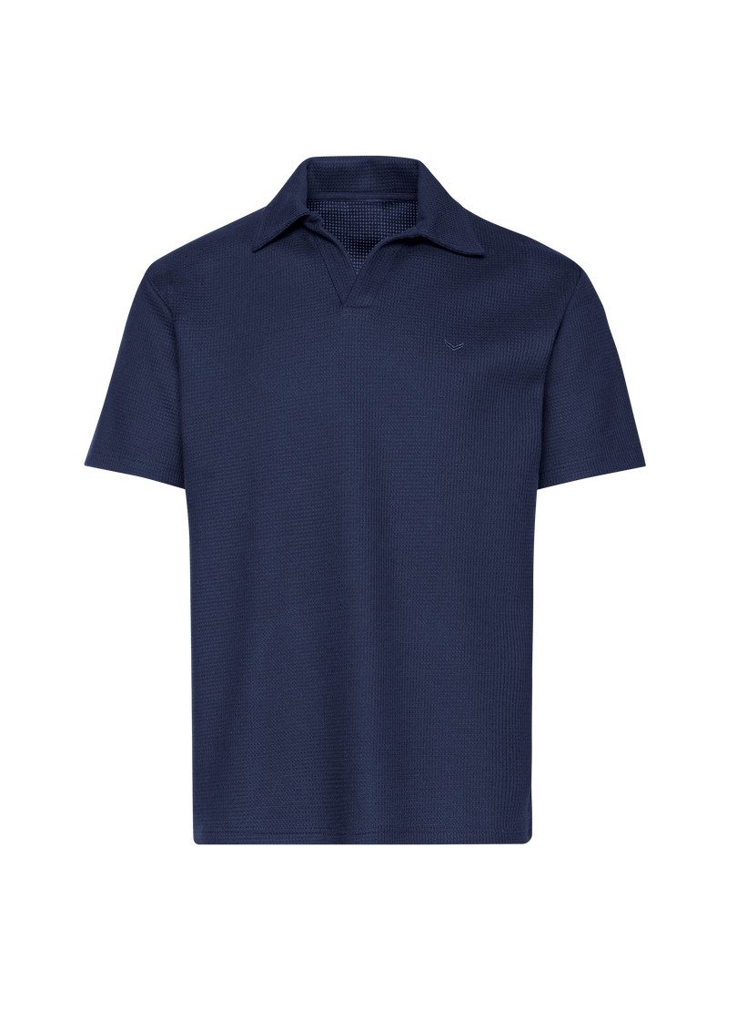 Trigema Poloshirt TRIGEMA Oversized Poloshirt ohne Knopfleiste in Waffeloptik (1-tlg)