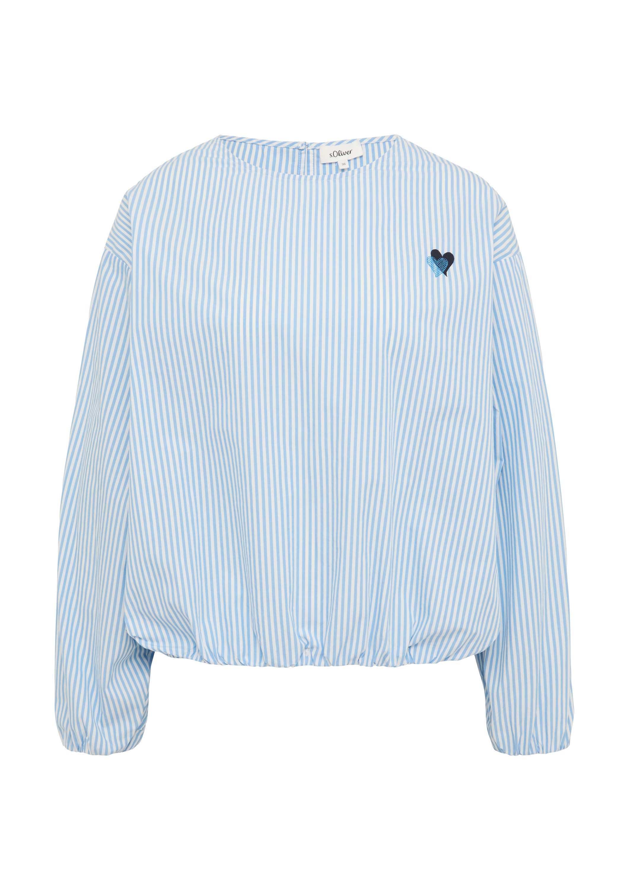 s.Oliver Langarmbluse Bluse Oversized Baumwollbluse mit Herz-Stickerei günstig online kaufen