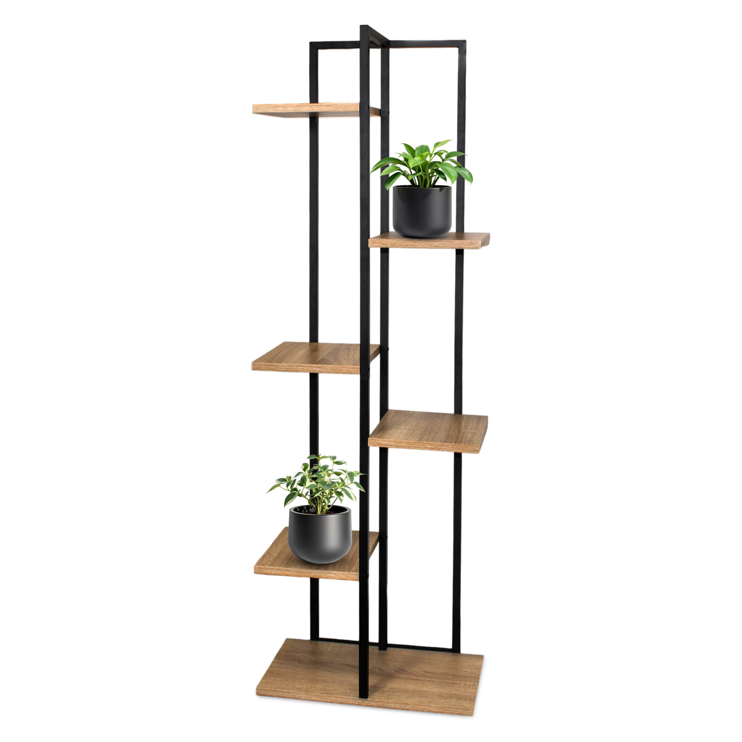 Spetebo Standregal Metall Blumentreppe mit 5 Ablagen - 126 x 40 cm, Anzahl 1-tlg., Vielseitig einsetzbar