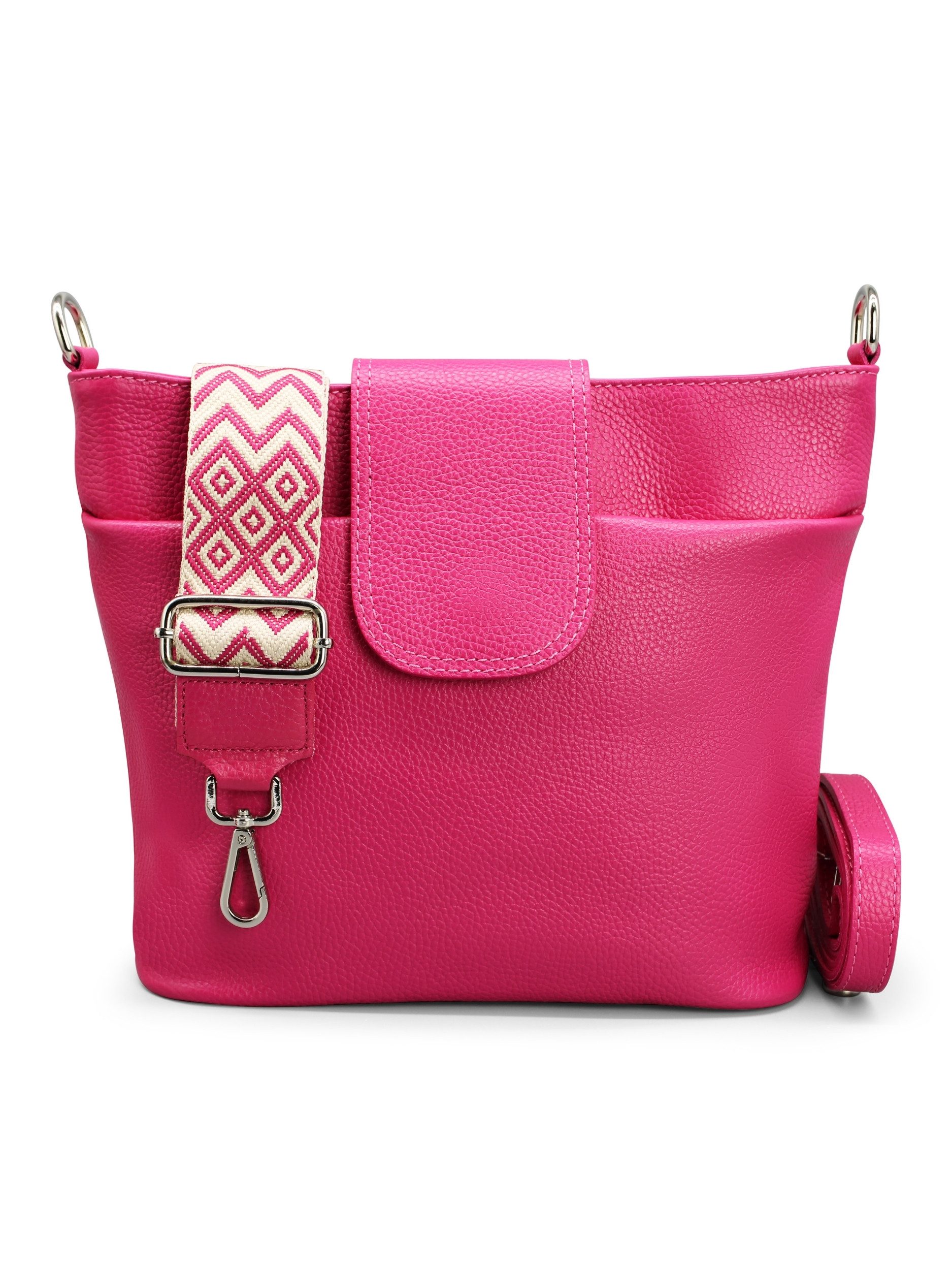 Adel Bags Schultertasche SARA Umhängetasche für Damen, Schultertasche aus Echtleder, 20 Farboptionen, Hergestellt in Italien, mit 2 Riemen