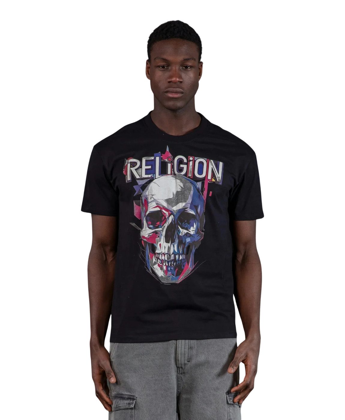 Religion T-Shirt RELIGION Clothing Herren T-Shirt GEOMETRIC SKULL-Schwarz-M