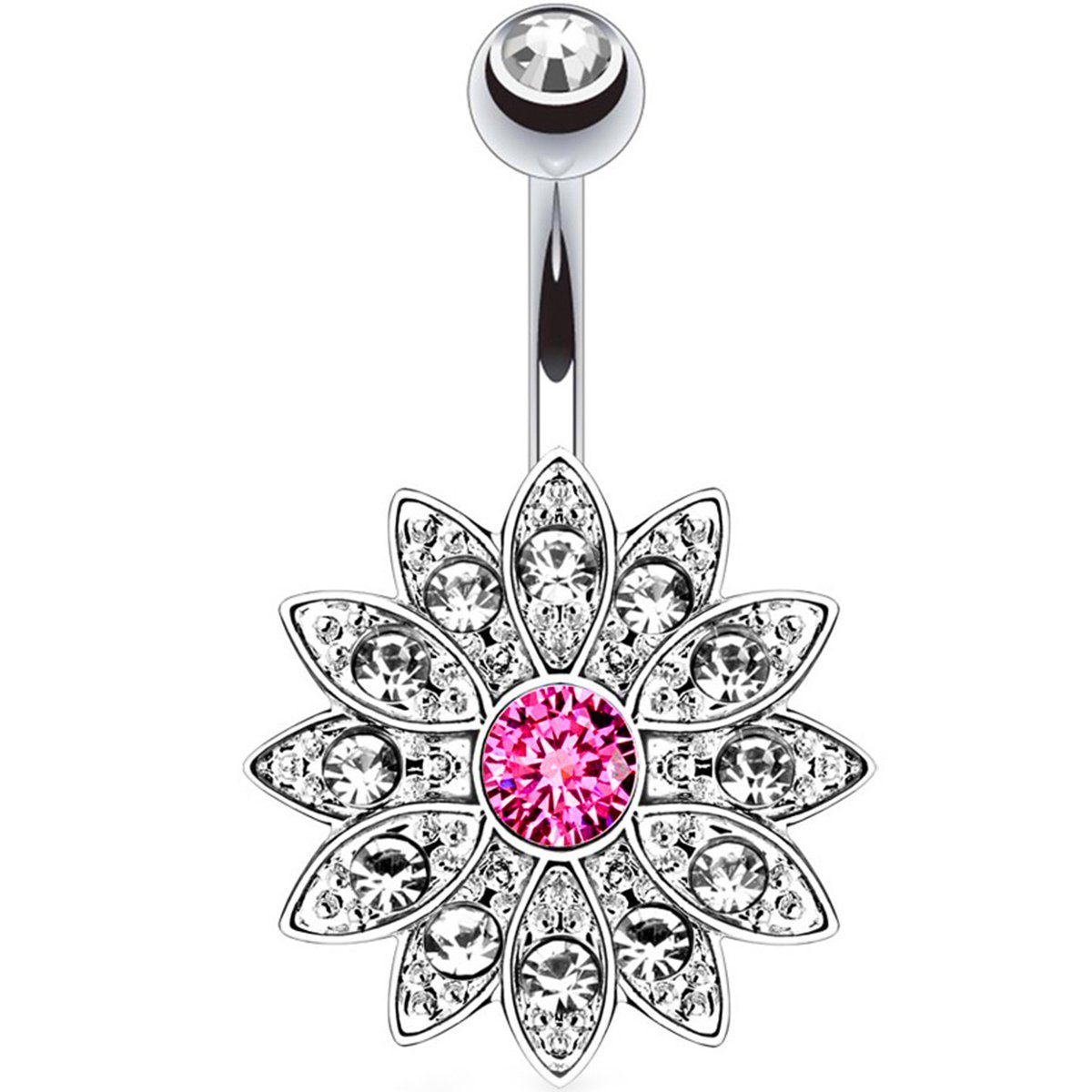 Taffstyle Bauchnabelpiercing Piercing Edelstahl Kristall Top Down Blume, Ba günstig online kaufen