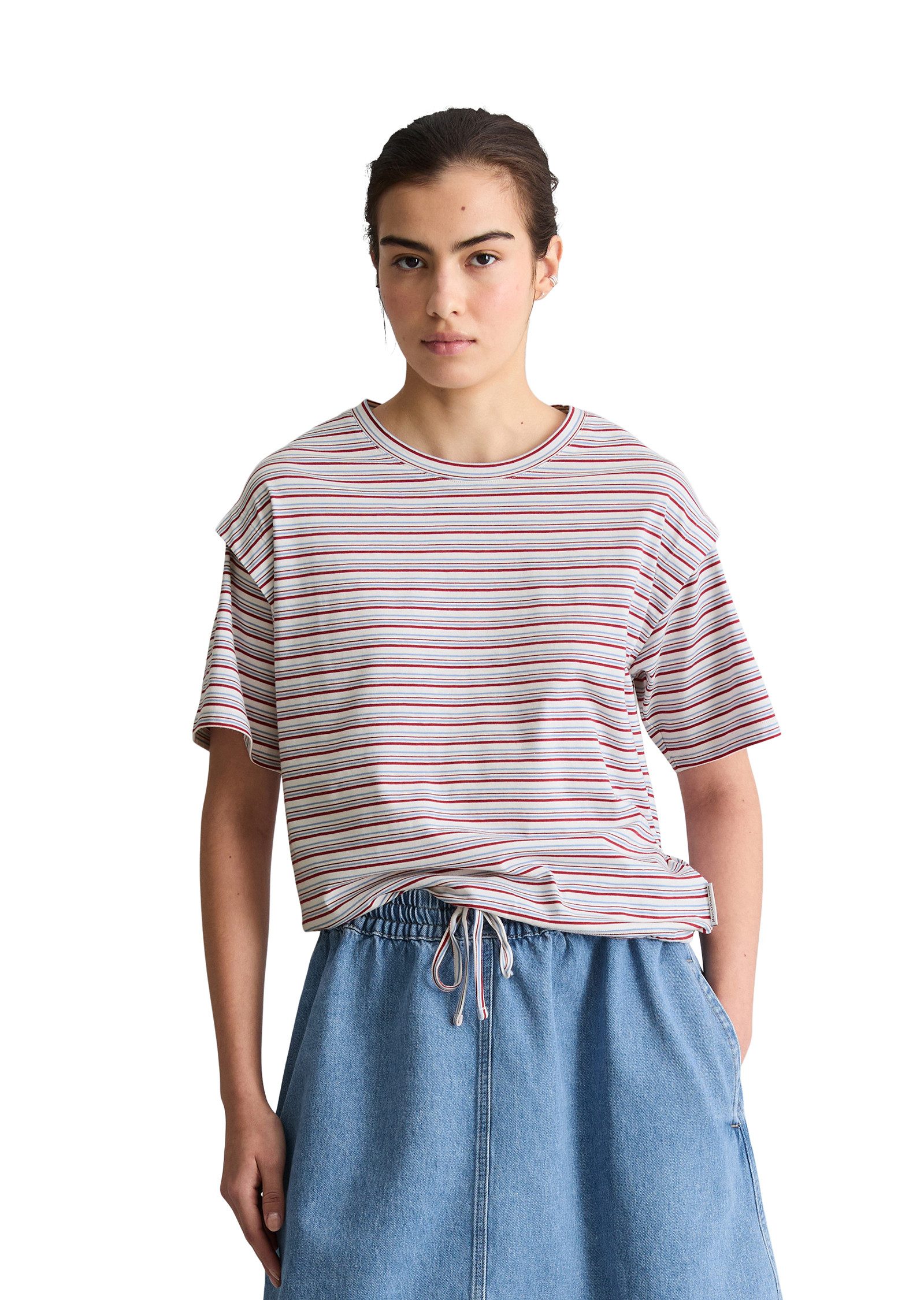 Marc O'Polo DENIM T-Shirt mit Tunnelzug am Saum