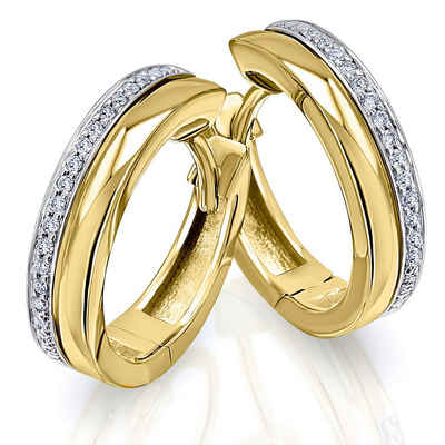 ONE ELEMENT Paar Creolen 0,09 ct Diamant Brillant Ohrringe Creolen aus 585 Gelbgold, Damen Gold Schmuck