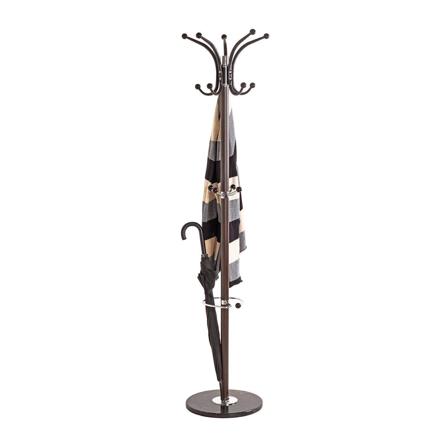 HAKU Garderobenständer Garderobenständer, braun - Kleiderständer, Metall - H 171 x Ø 39 cm, (1xGarderobenständer, Hakenständer - Aufhängeständer), Garderobenständer aus Metall, Kleiderständer, Standgarderobe