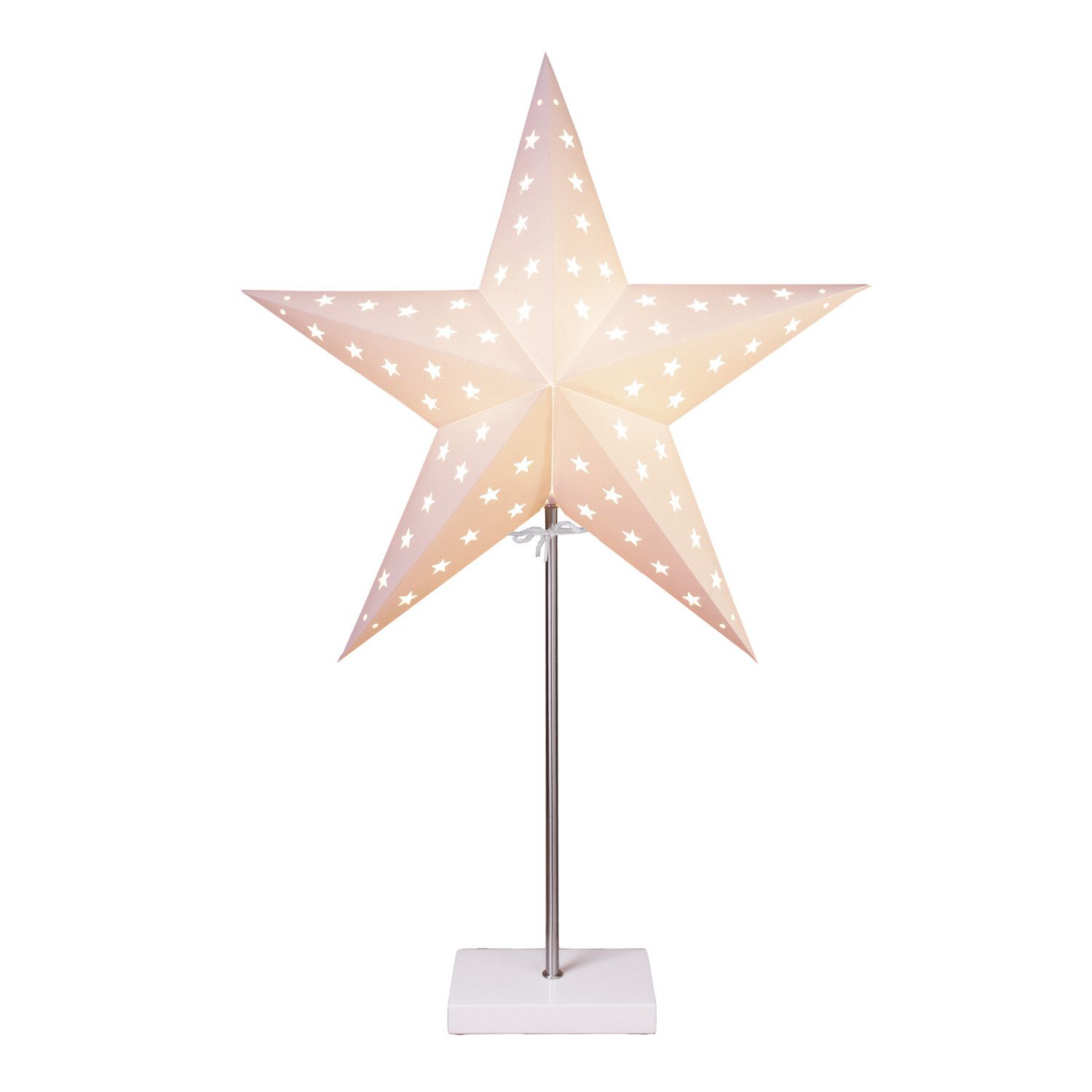 STAR TRADING LED Stern Papierstern Weihnachtsstern stehend 5-zackig 65cm E14 mit Kabel weiß