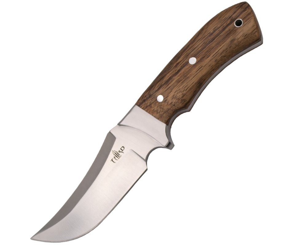 Third Universalmesser Third Skinner Jagdmesser mit Holzgriff, Lederscheide, 420er Stahl, (2 St), geschwungene Skinnerklinge