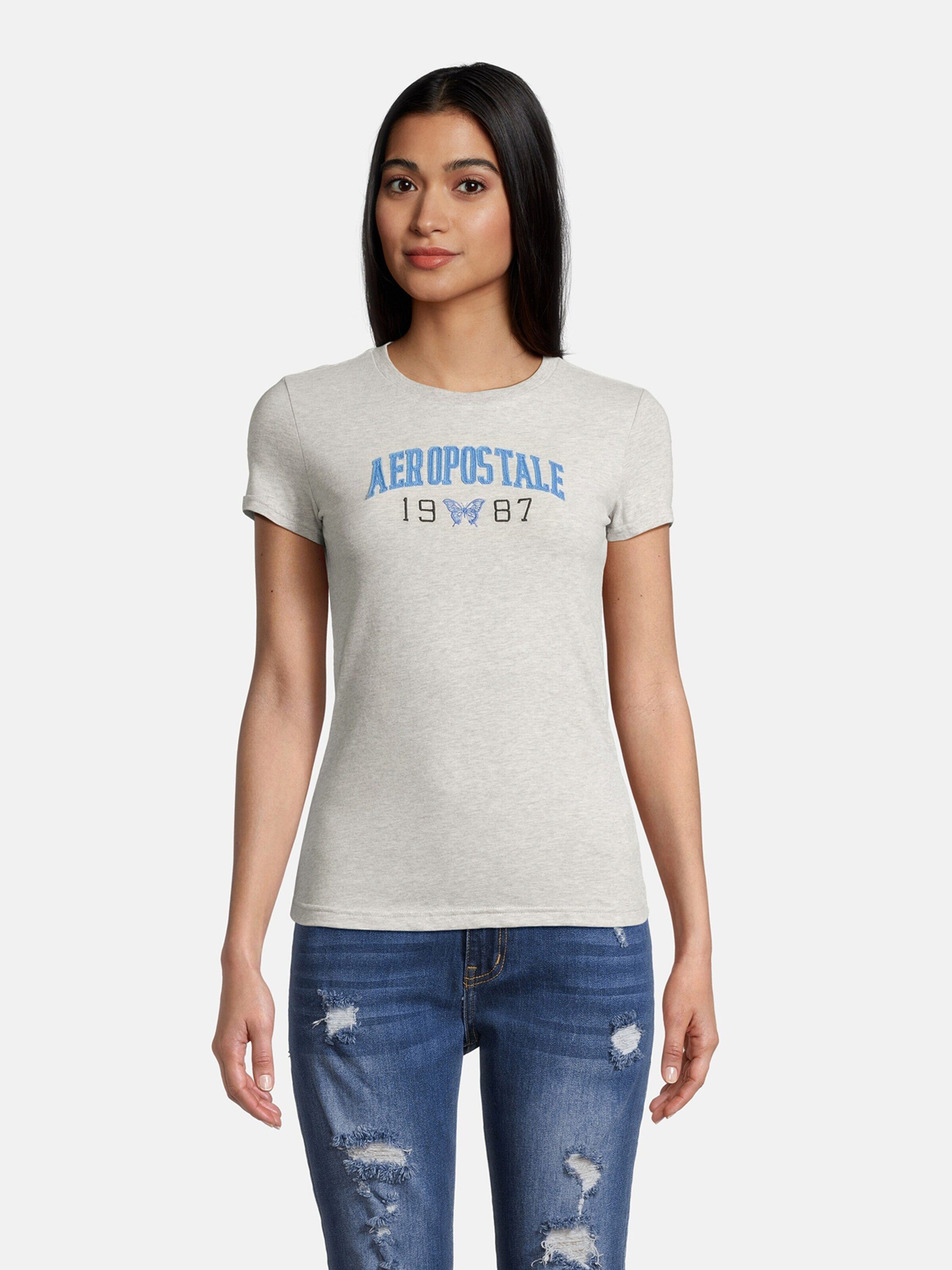 AÈROPOSTALE T-Shirt JKI ARCH 1987 BTTRFLY (1-tlg) Stickerei