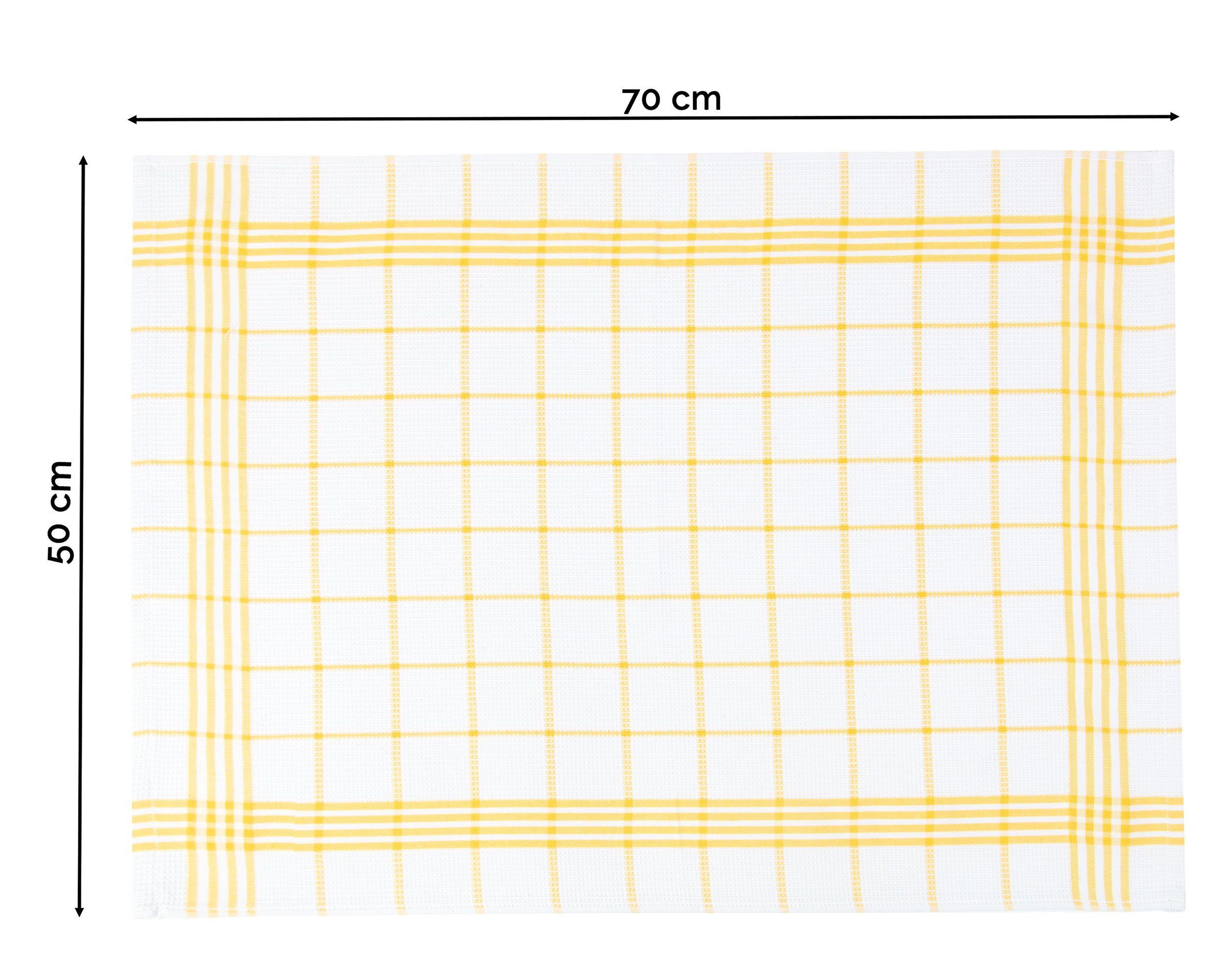 100% weich, saugstark, von ZOLLNER (Spar-Set, 70 50 Waffelpique, Baumwolle, gelb-weiß Geschirrtuch, Hotelwäschespezialisten 5-tlg), Waffelpique-Muster, x cm,