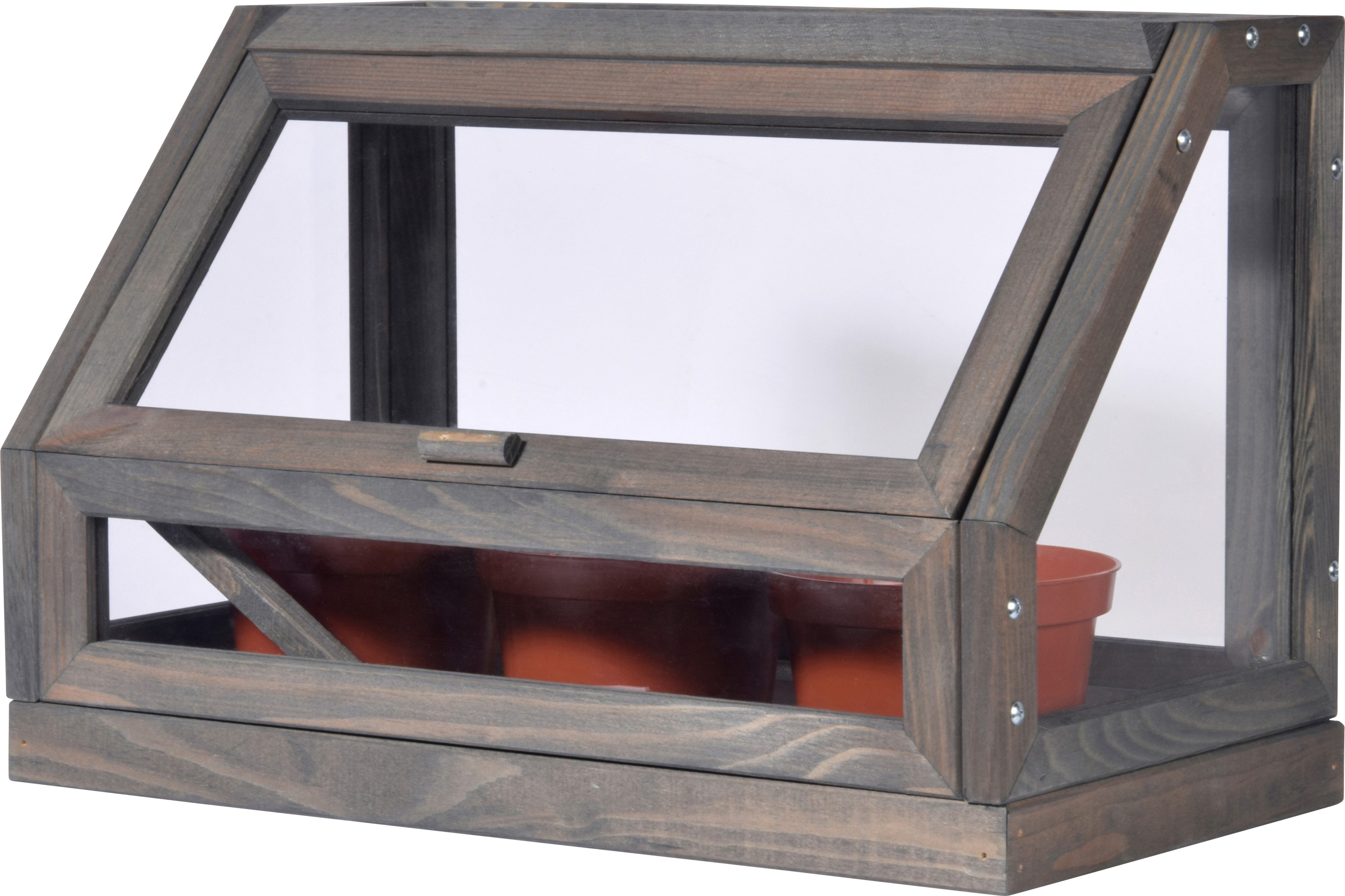 dobar Gewächshaus Mini-Gewächshaus für Kräuter mit Zinkwanne, Grau