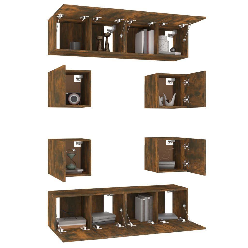 vidaXL TV-Schrank-Set Holzwerkstoff TV-Schrank (8-St) Räuchereiche 8-tlg.