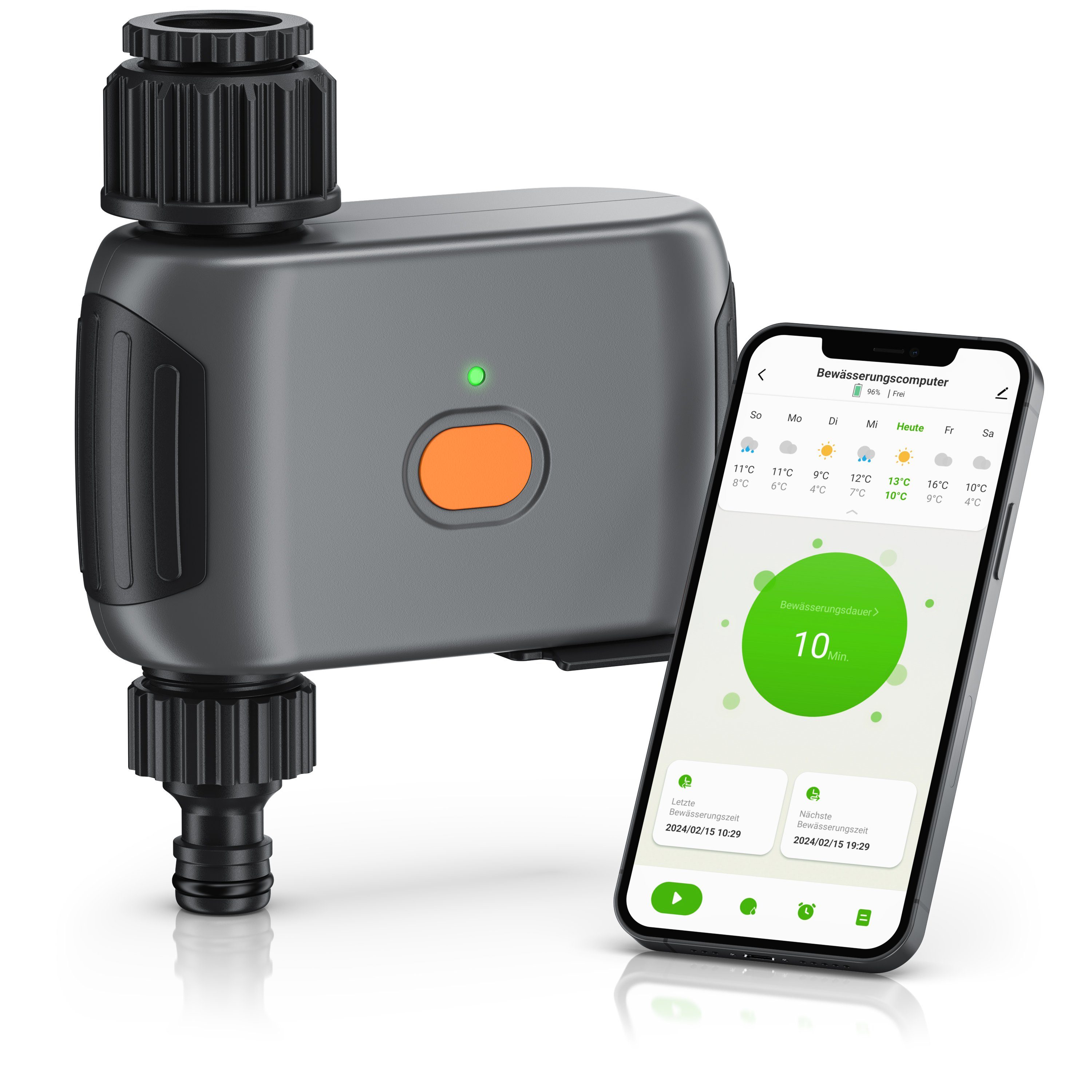 Brandson Bewässerungssteuerung Bewässerungscomputer mit WLAN, Wasserzeitschaltuhr, Bewässerungsuhr, (1-tlg., Smart Life/Tuya App, Regenverzögerung bis 7 Tage), Bewässerungssystem Wifi, Bewässerungstimer, Automatische Bewässerung