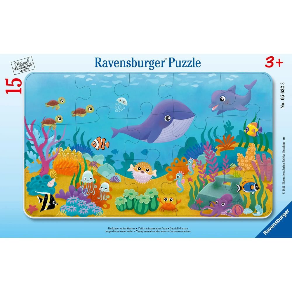 Puzzle Ravensburger Kinderpuzzle - Tierkinder unter Wasser - 15 Teile...