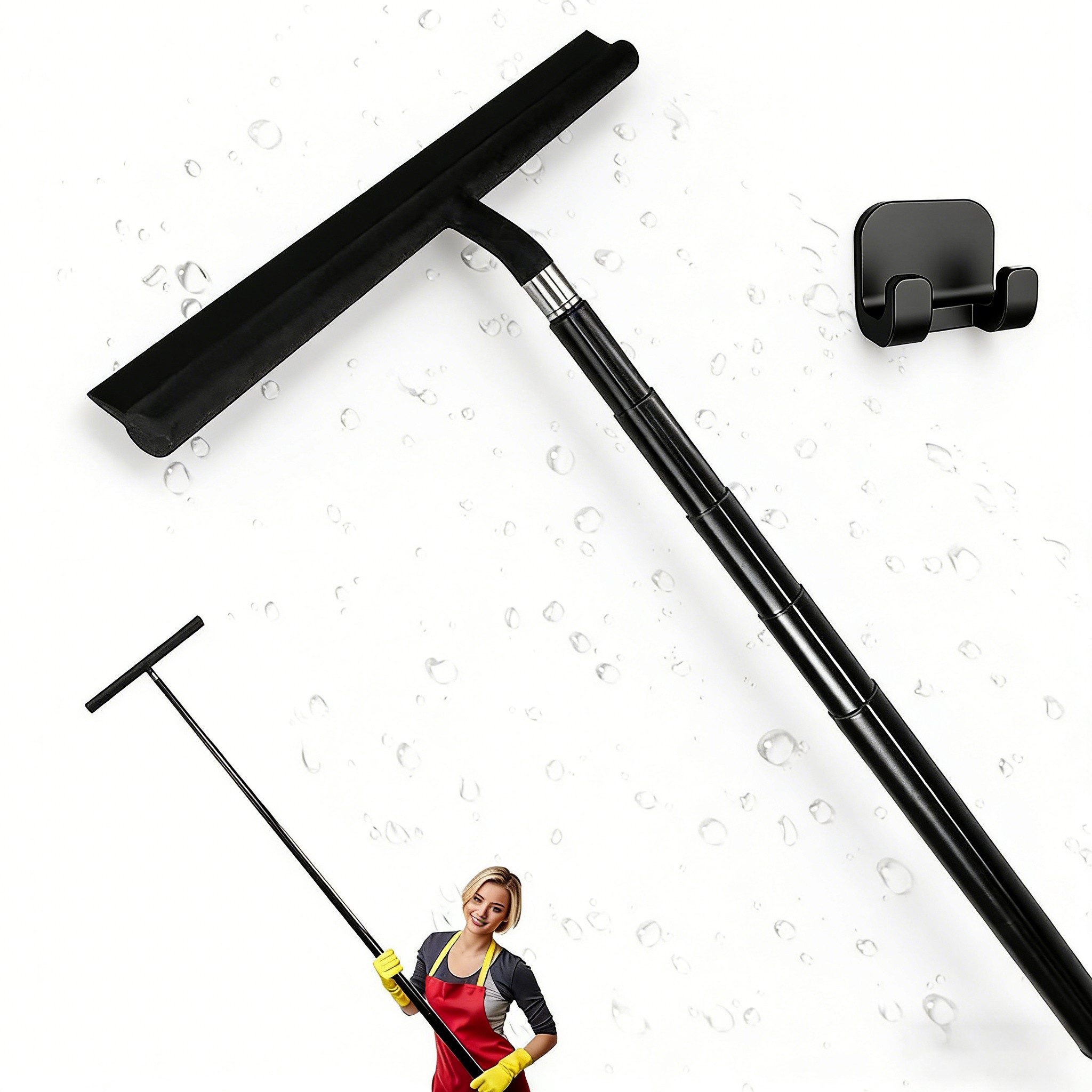 wohnTRAUM24 Fensterreiniger Teleskop-Fensterwischerset, 2-in-1-Teleskopstange Fenster, Mit einer bis zu ca. 170cm Teleskopstange