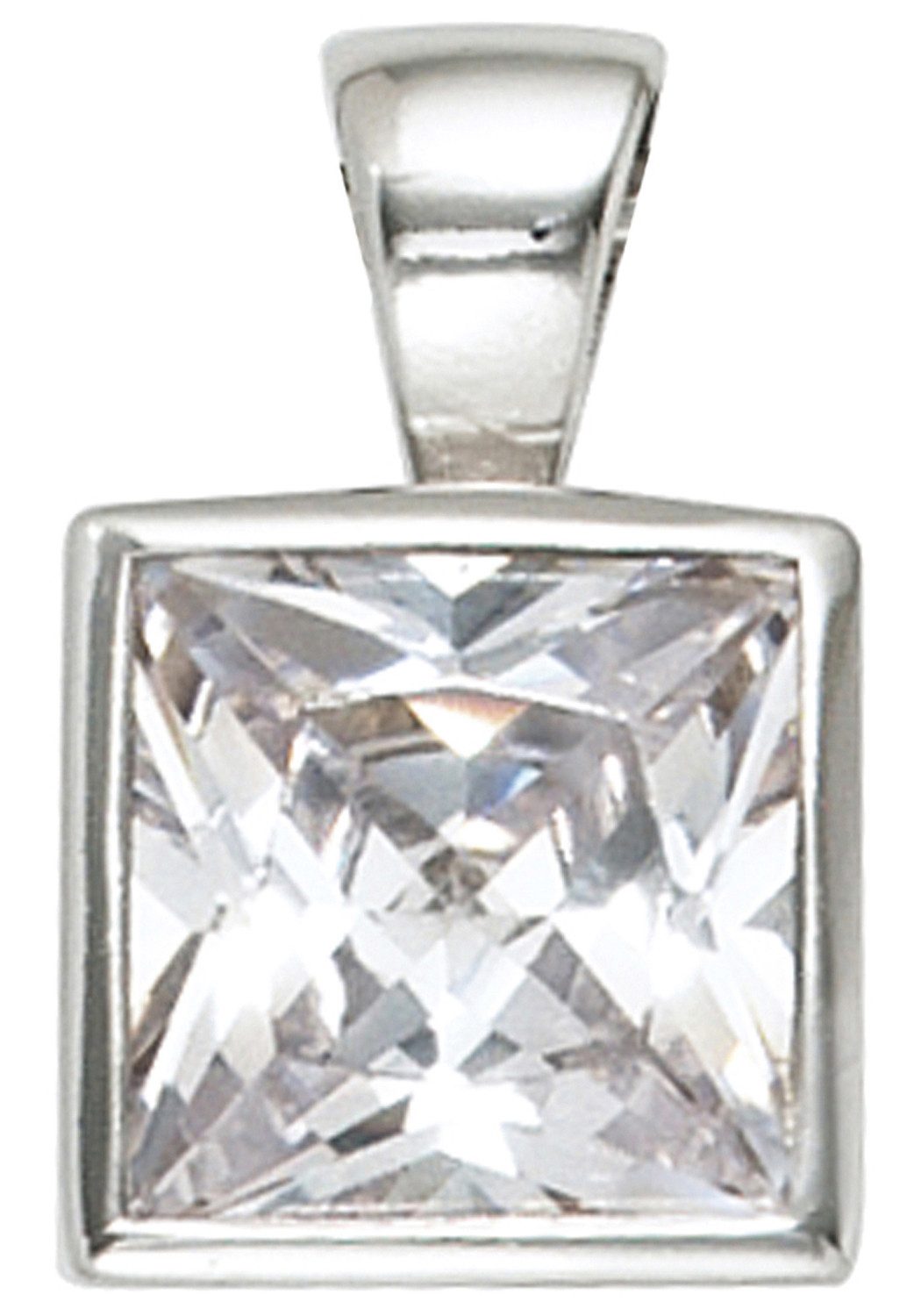 JOBO Kettenanhänger Anhänger quadratisch 9 mm, 925 Silber mit Zirkonia
