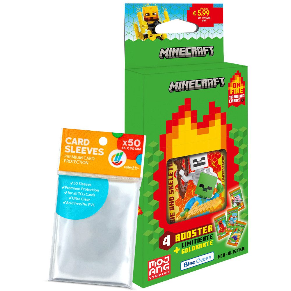 Blue Ocean Sammelkarte Minecraft S3 Cards - 1 Blister (zufällige Ausw) + collect-it Hüllen