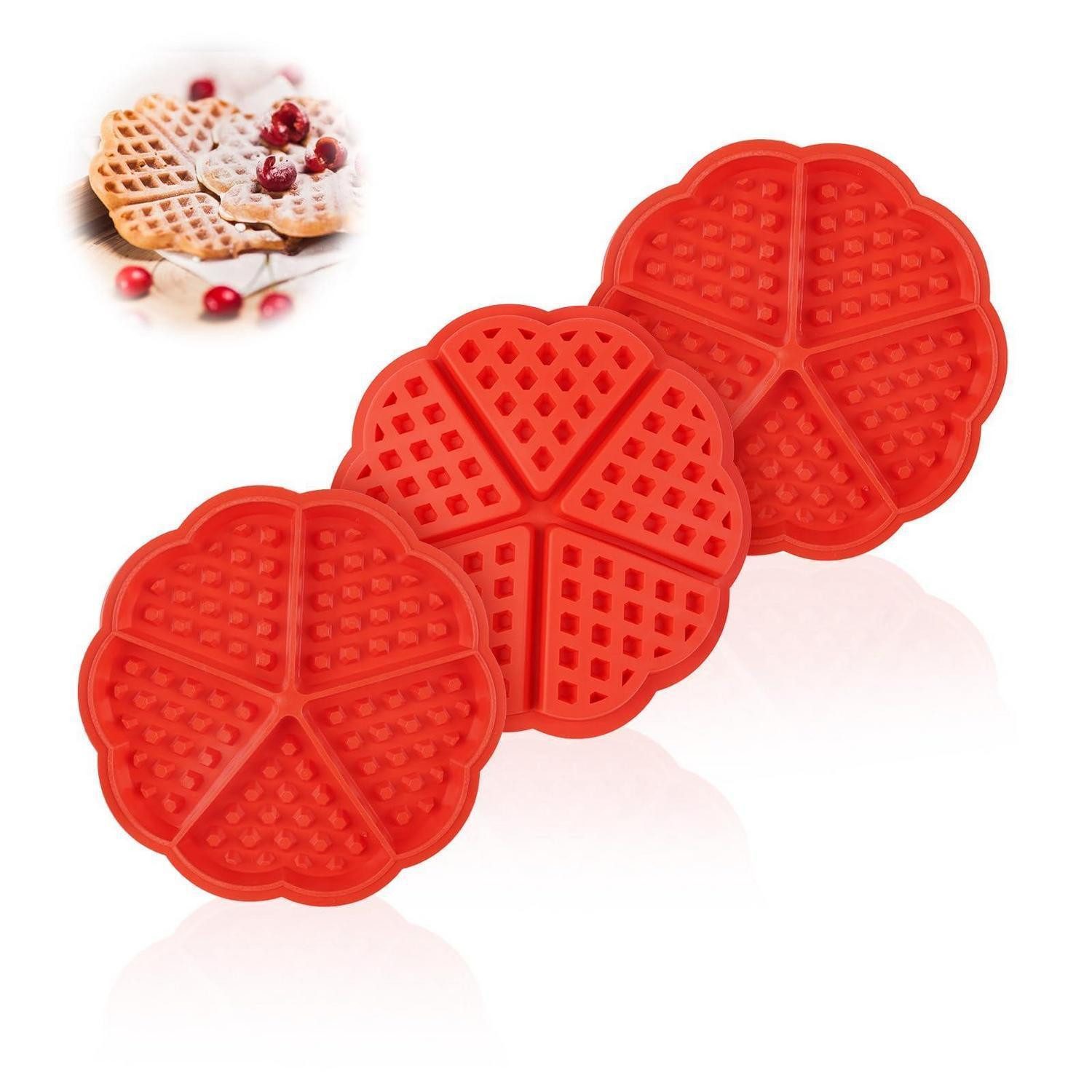 LuxusKollektion Herzkuchenform Airfryer Waffelform Silikon Herz 3er-Set Rot