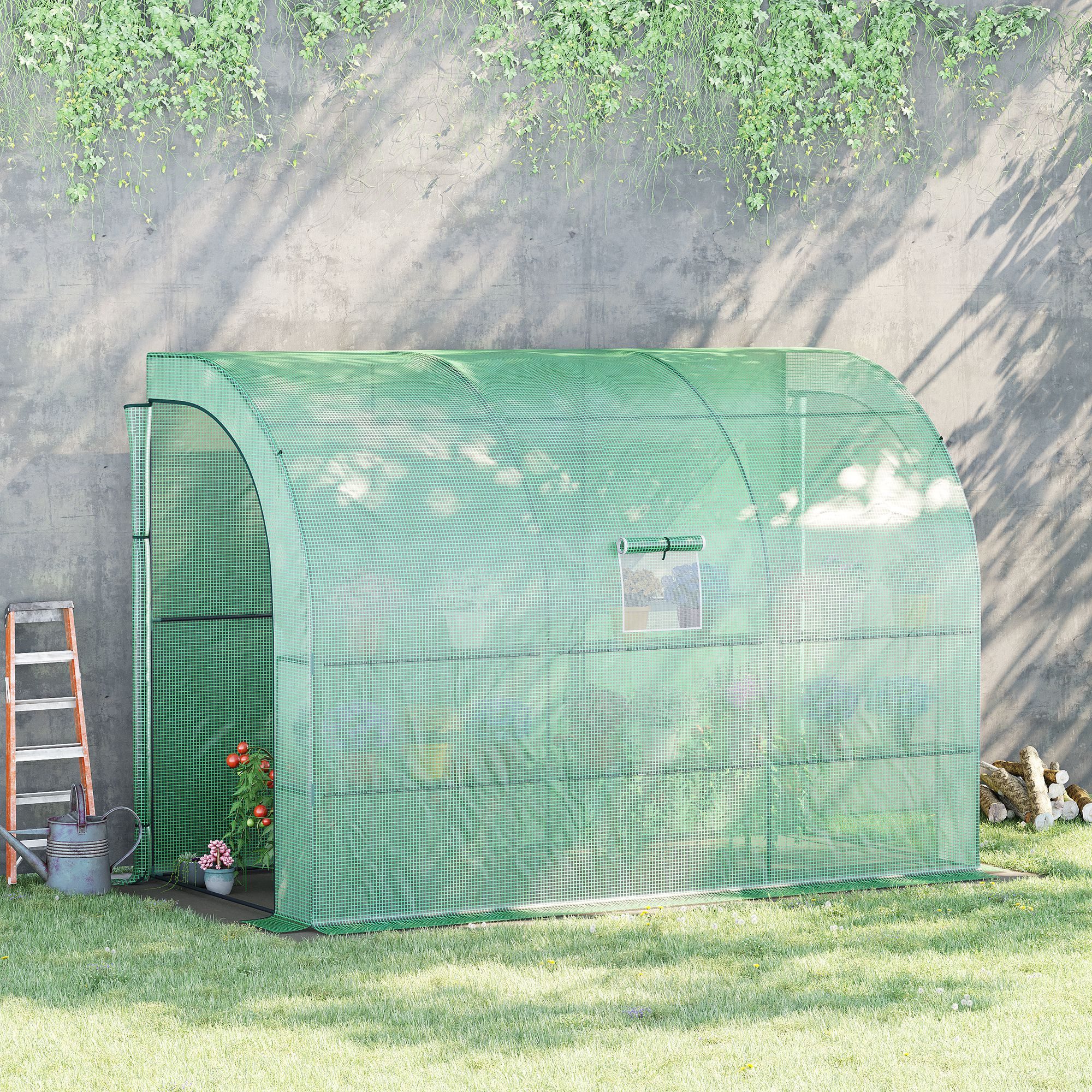 Outsunny Foliengewächshaus mit Regale, Fenster, winterfest günstig online kaufen