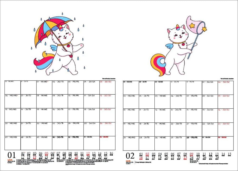 Thumbnail - Seelenzauber Wandkalender Katzeneinhornzauber Wand- Planer Kalender für 2025 DIN A4 Katzen