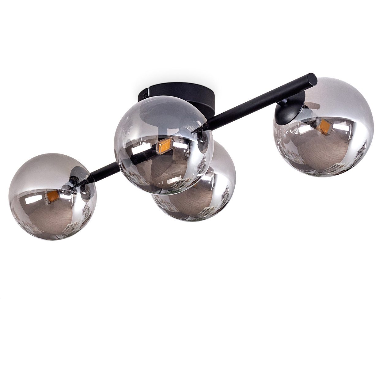 hofstein Deckenleuchte Deckenlampe aus Metall/Glas in Schwarz/Rauchfarben, günstig online kaufen